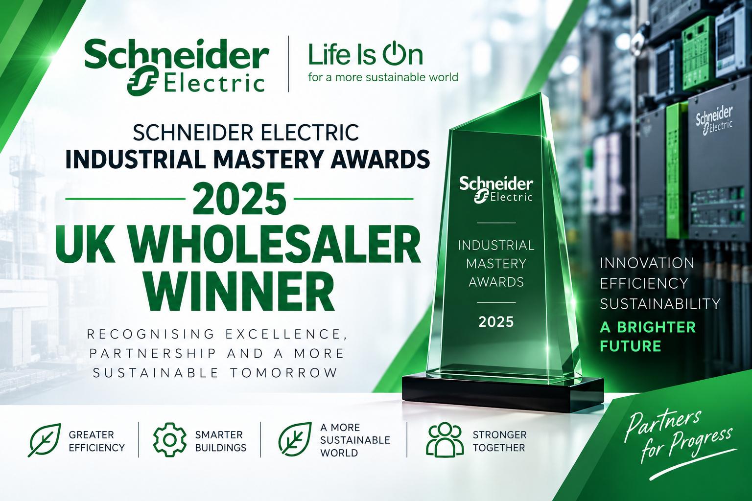 H.TE Western Automation – Schneider Electric Industrial Mastery Awards 2025 UK Wholesaler Winner H.TE Western Automation, Bristol – winner of the Schneider Electric Industrial Mastery Award 2025 in the UK wholesaler category