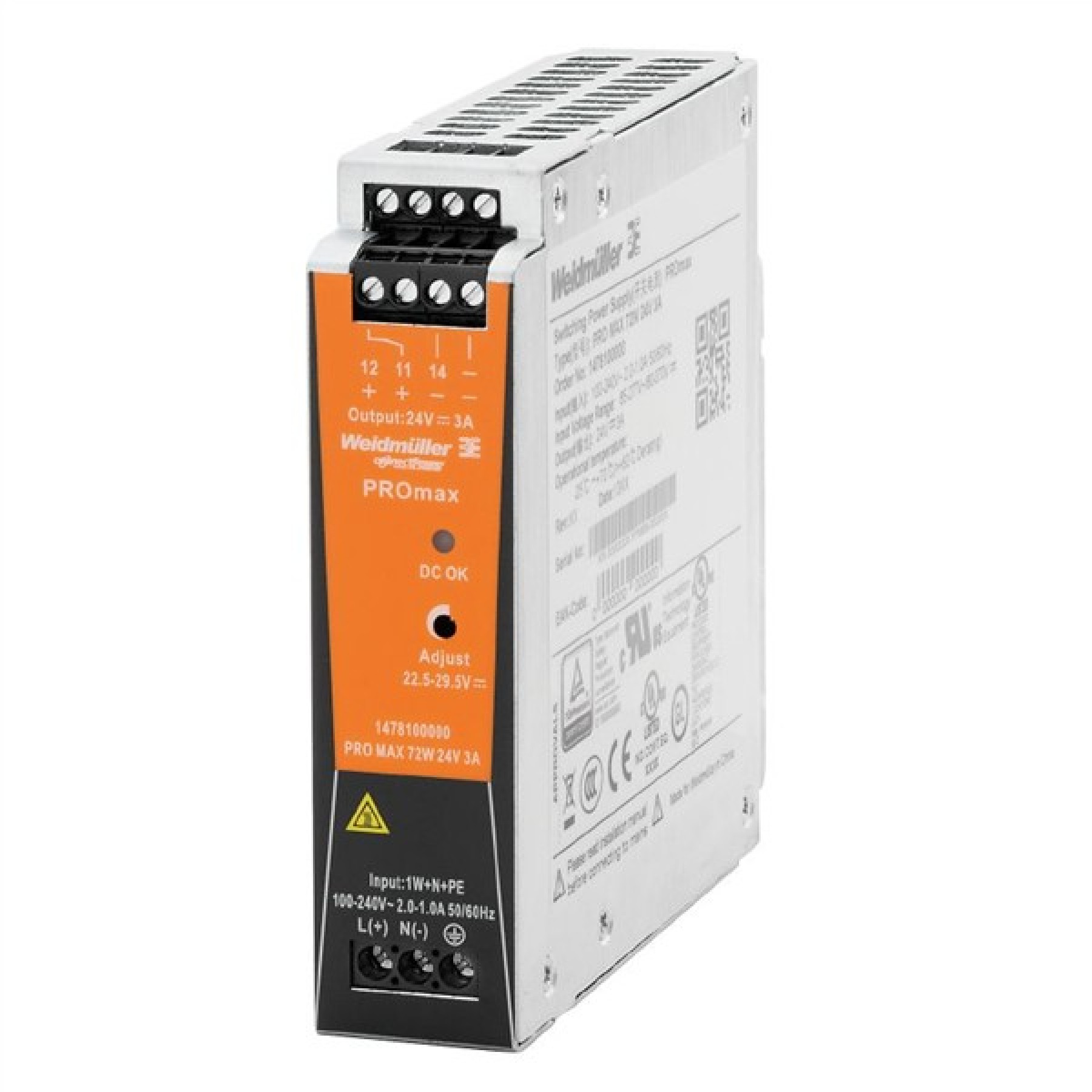 Weidmuller 1478100000 Power Supply PRO MAX 72W 24VDC 3A