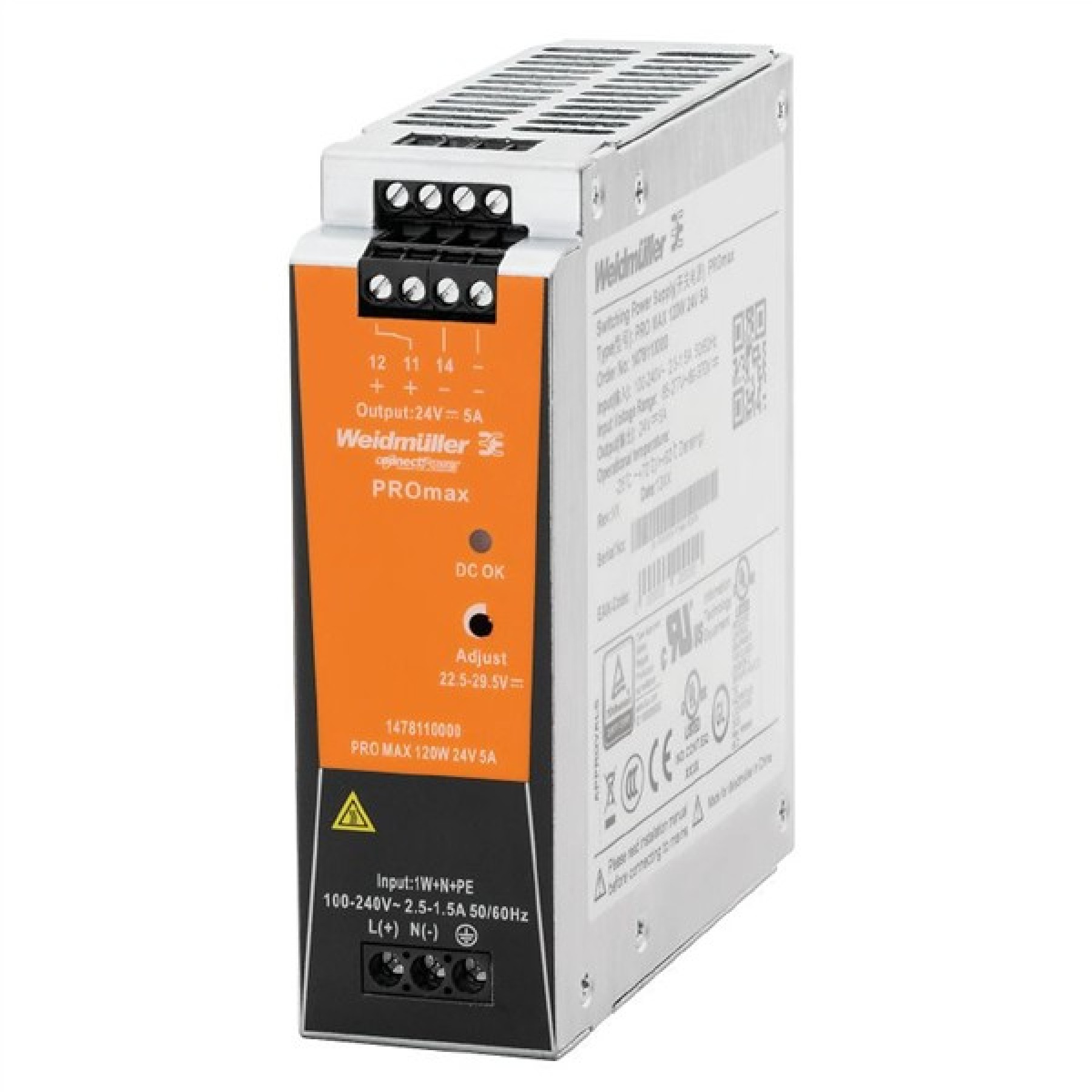 Weidmuller 1478110000 Power Supply PRO MAX 120W 24VDC 5A