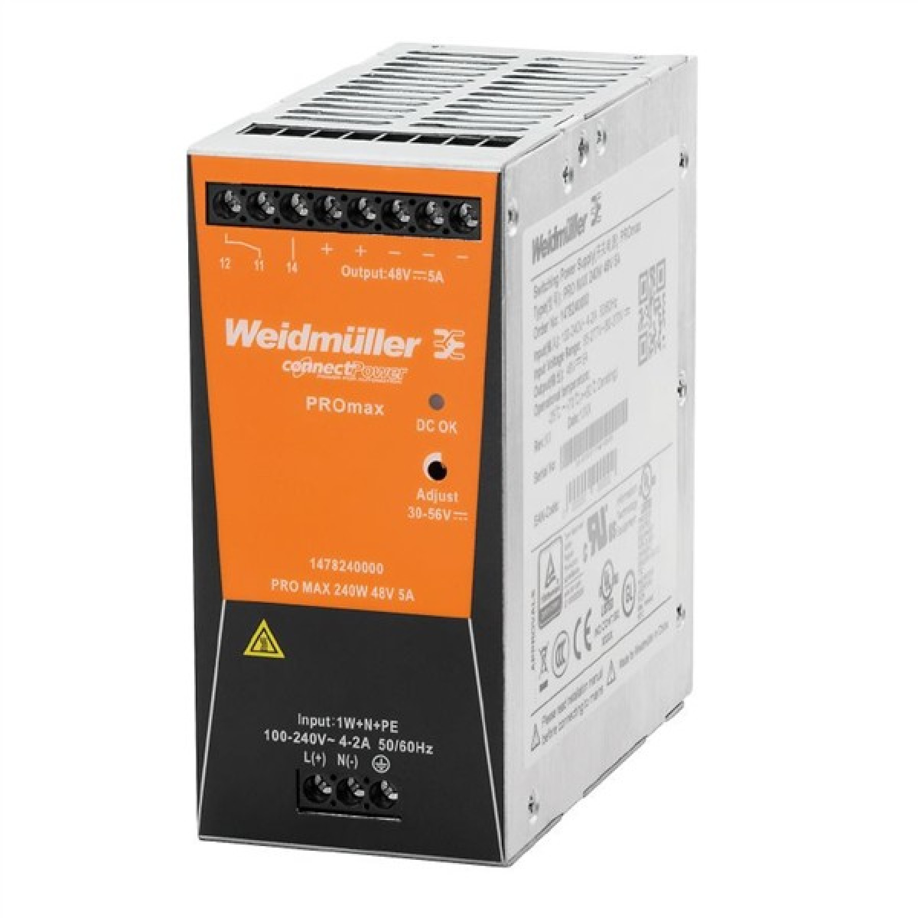 Weidmuller 1478130000 Power Supply PRO MAX 240W 24VDC 10A