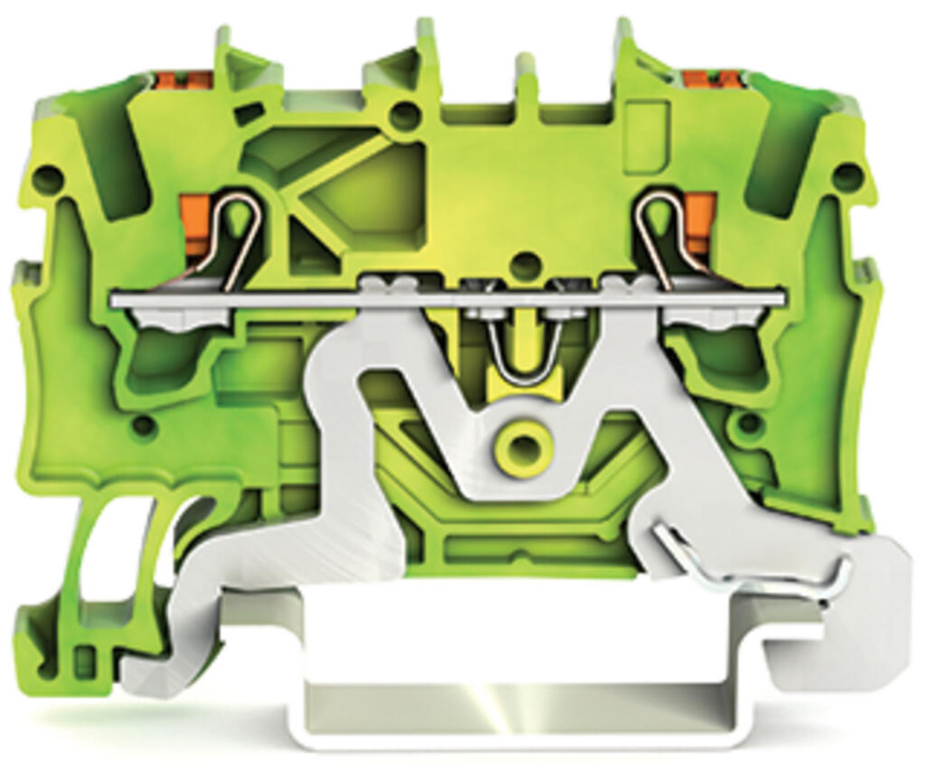 Wago 2201-1207 2-conductor ground terminal block; 1.5mm Earth Push-in CAGE CLAMP Push Button