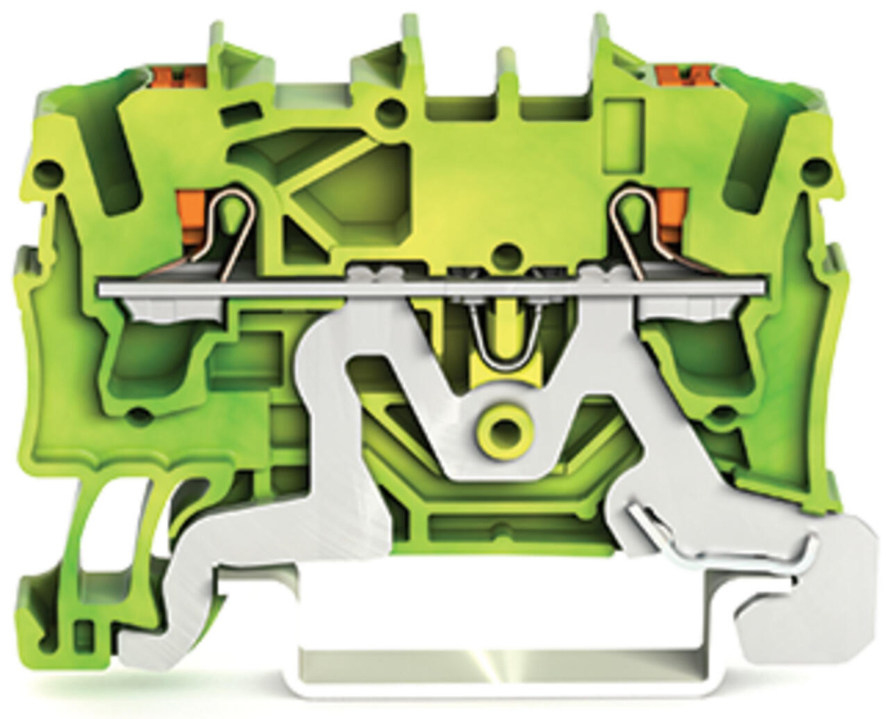 Wago 2202-1207 2-conductor ground terminal block; 2.5mm Earth Push-in CAGE CLAMP Push Button