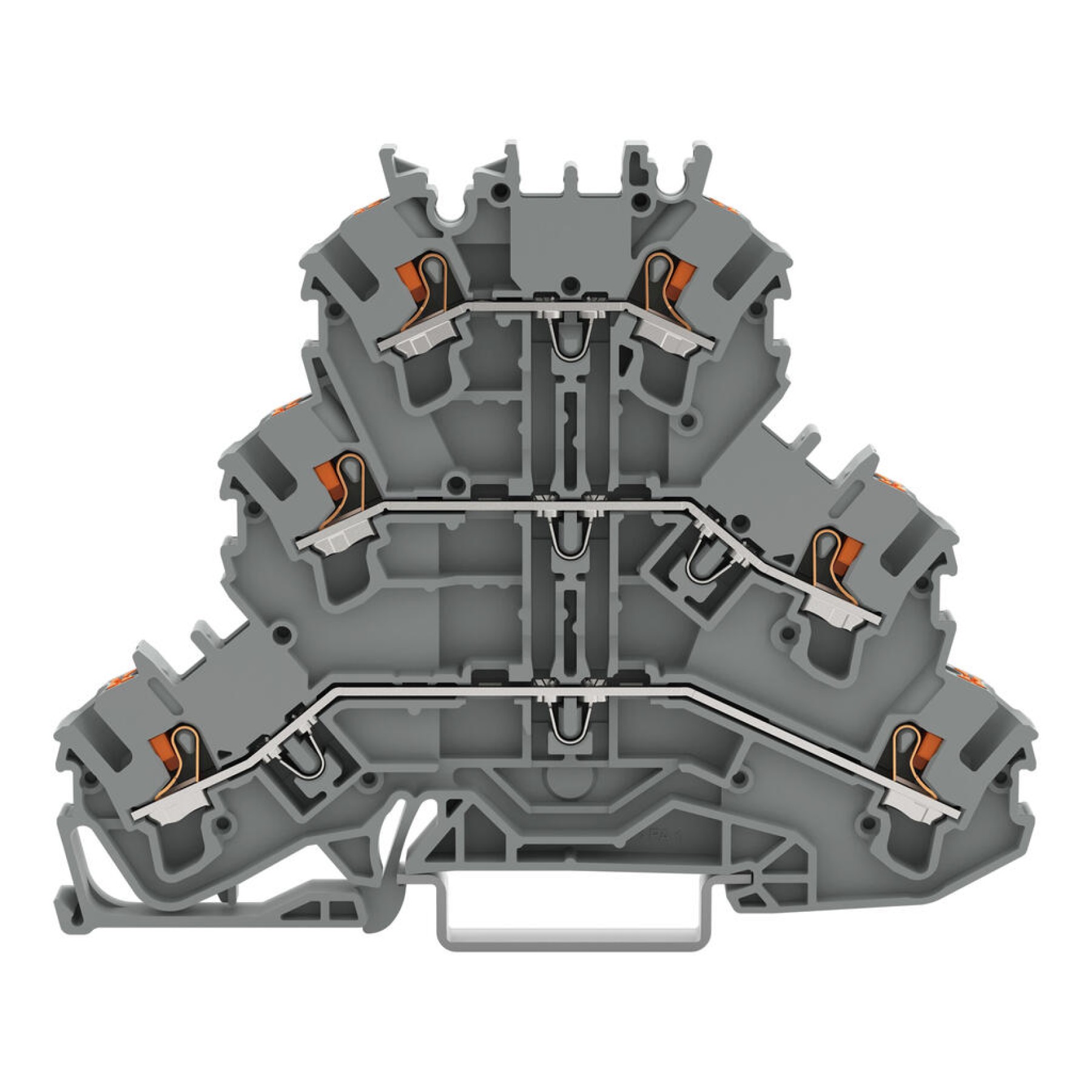 Wago 2202-3201 Triple-deck terminal block; with push-button; Through/through terminal block Cage Clamp Push in 2.5mm Grey
