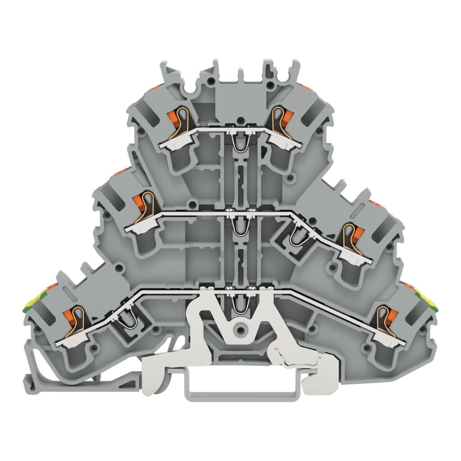 Wago 2202-3227 Triple-deck terminal block; with push-button; Through/through terminal block Cage Clamp Push in 2.5mm Earth