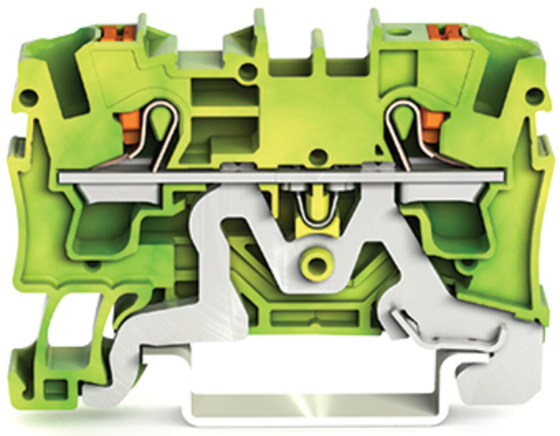 Wago 2204-1207 2-conductor ground terminal block; 4mm Earth Push-in CAGE CLAMP Push Button