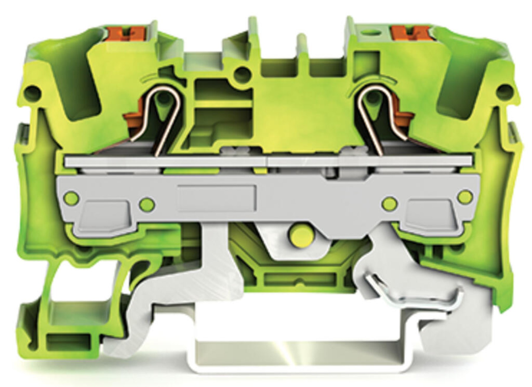 Wago 2206-1207 2-conductor ground terminal block; 6mm Earth Push-in CAGE CLAMP Push Button
