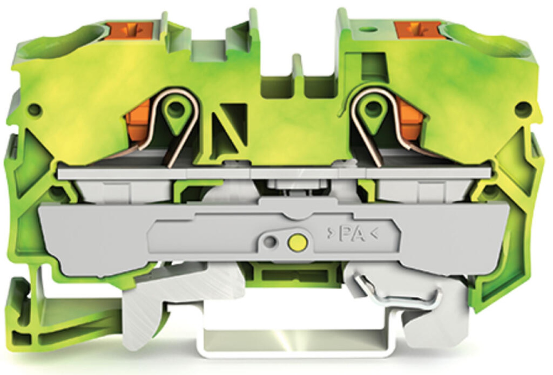 Wago 2210-1207 2-conductor ground terminal block; 10mm Earth Push-in CAGE CLAMP Push Button