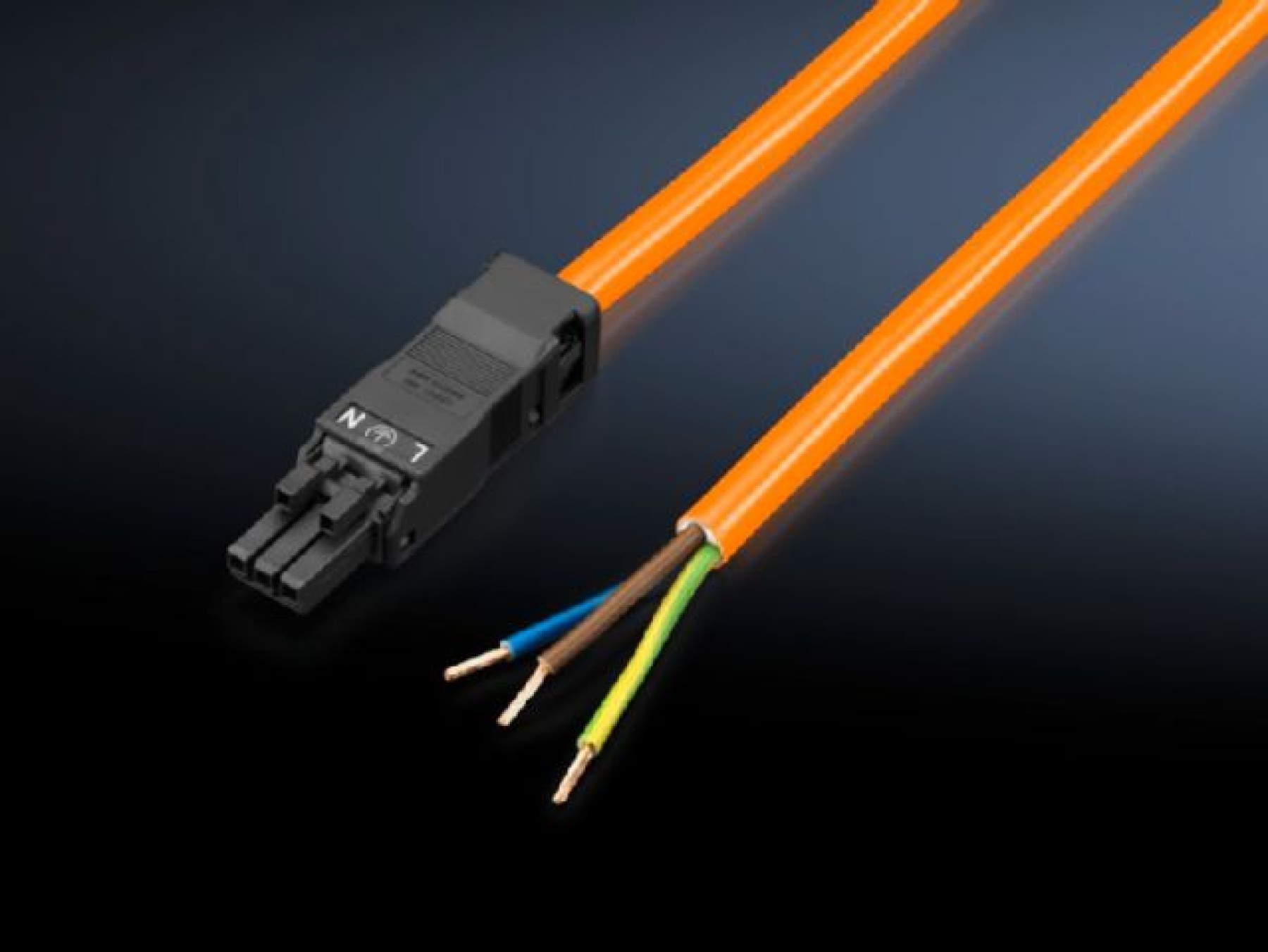 Rittal 2500400 Connection cable 3m Orange Infeed 3-pole (with socket without connector)