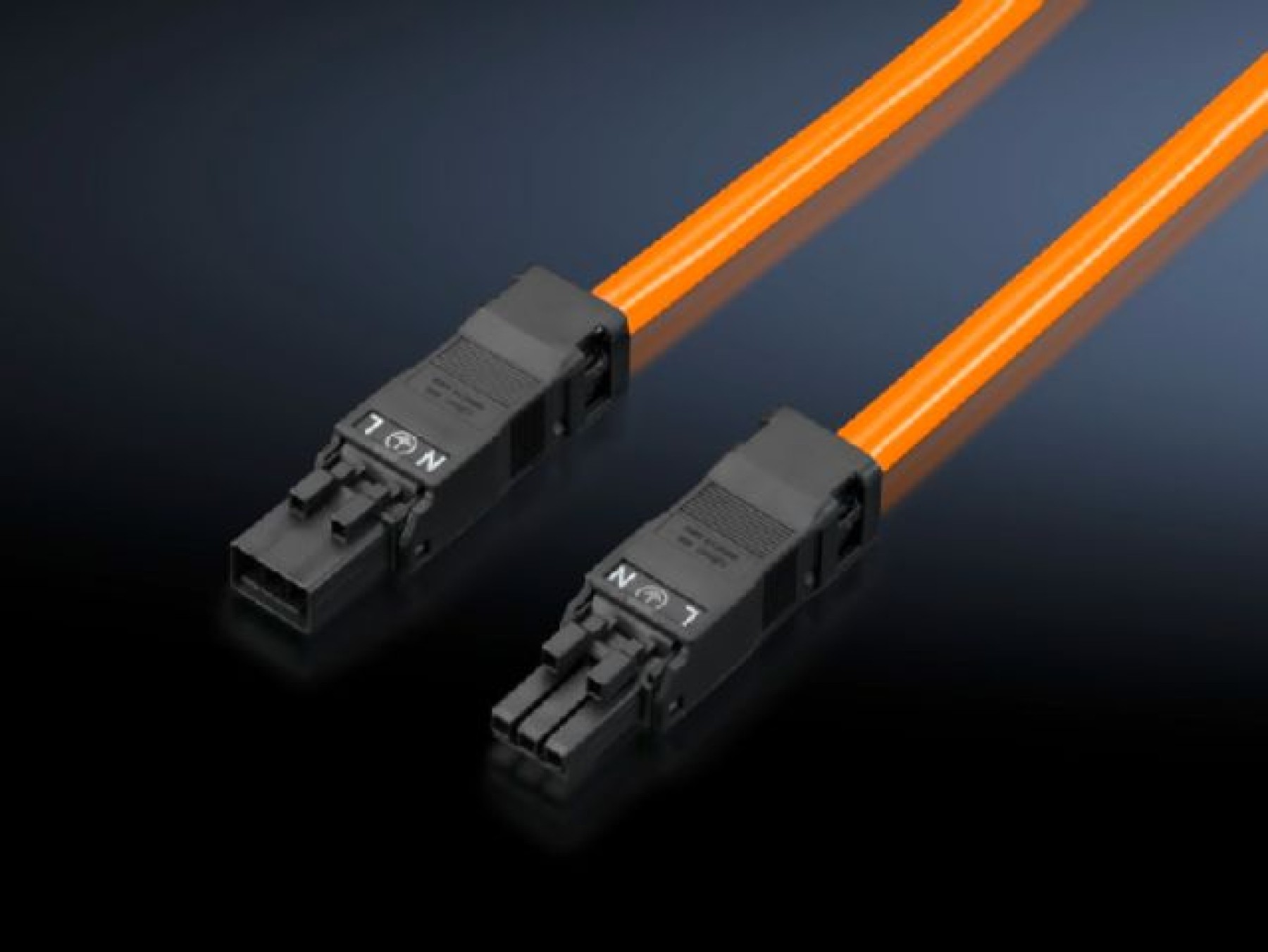 Rittal 2500430 Connection cable 1 m Orange Through-wiring 3-pole (with socket and connector) Pack of 5
