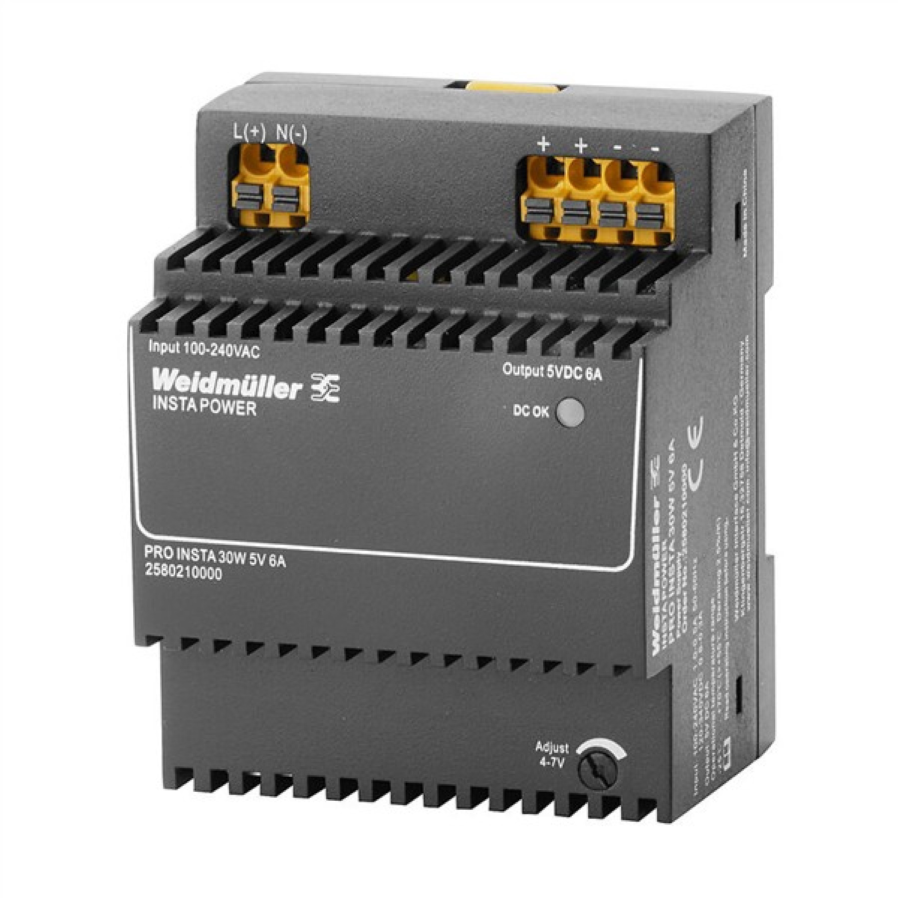 Weidmuller 2580210000 Power Supply PRO INSTA 30W 5VDC 6A