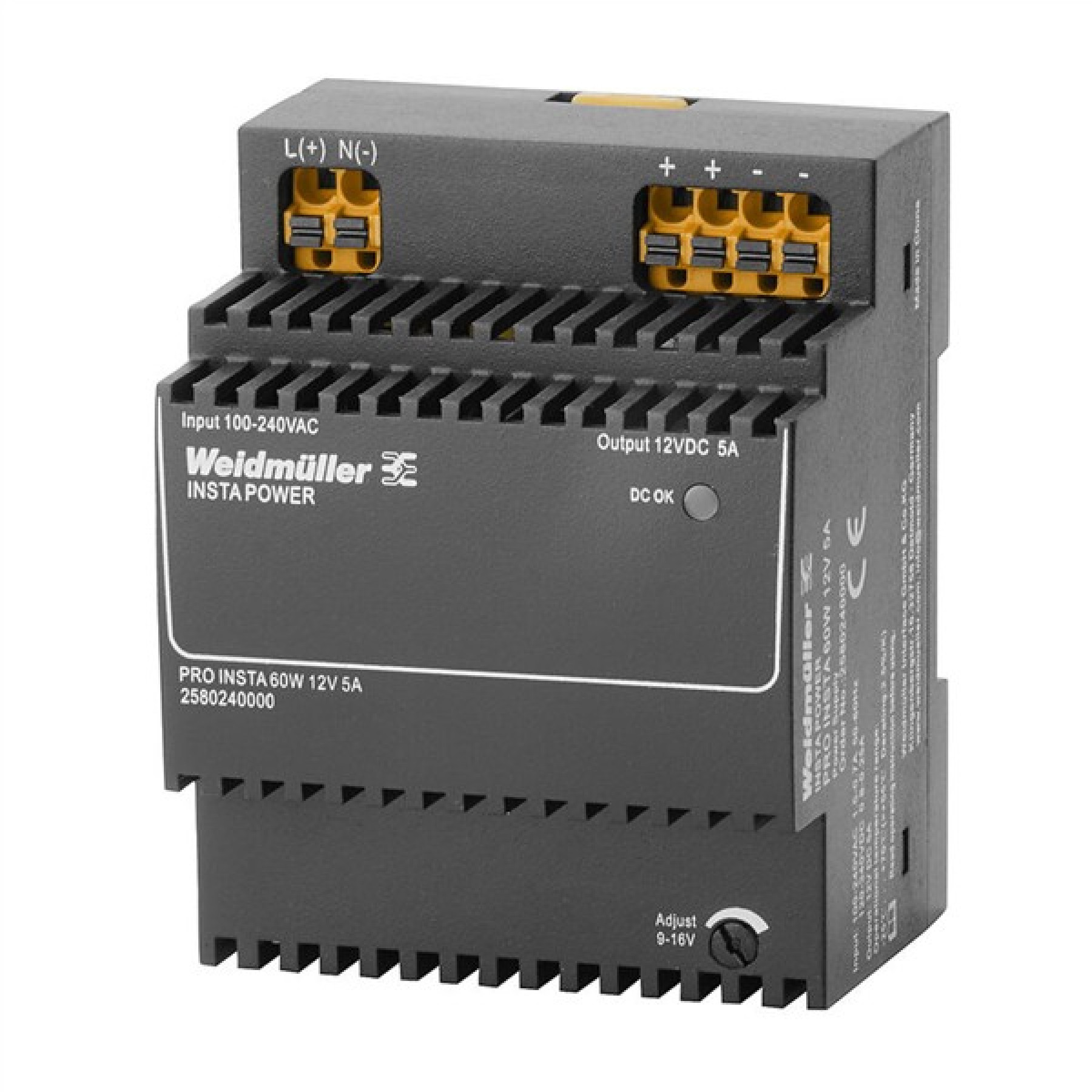 Weidmuller 2580240000 Power Supply PRO INSTA 60W 12VDC 5A
