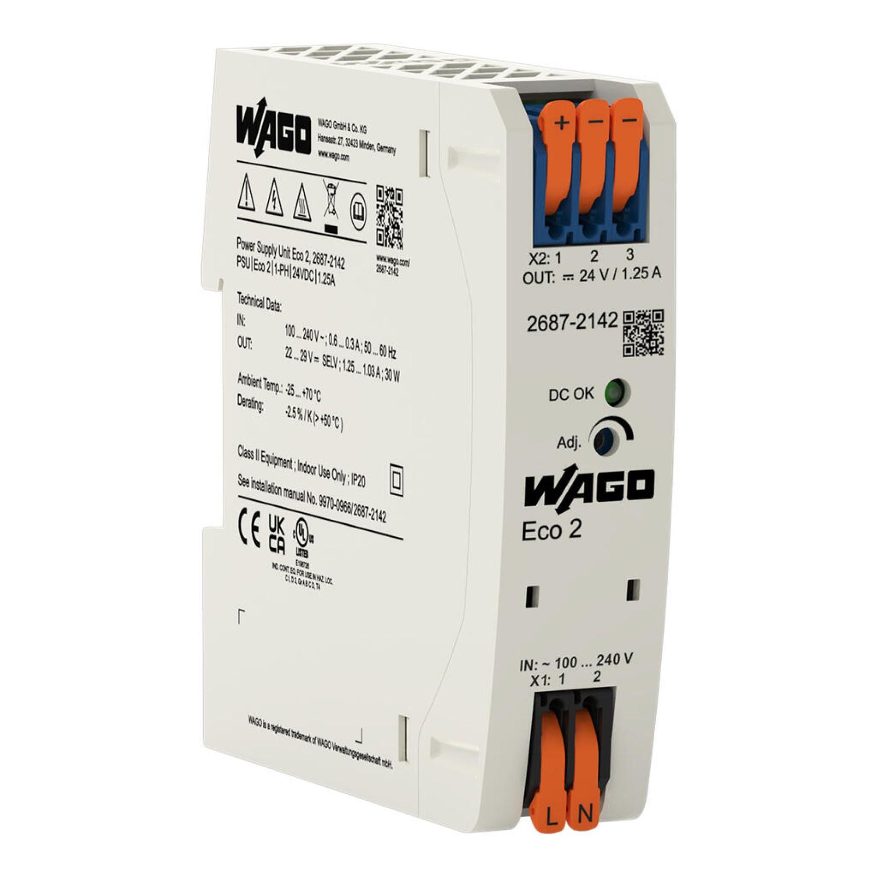 Wago 2687-2142 Power Supply 1.25A 11KW24VDC