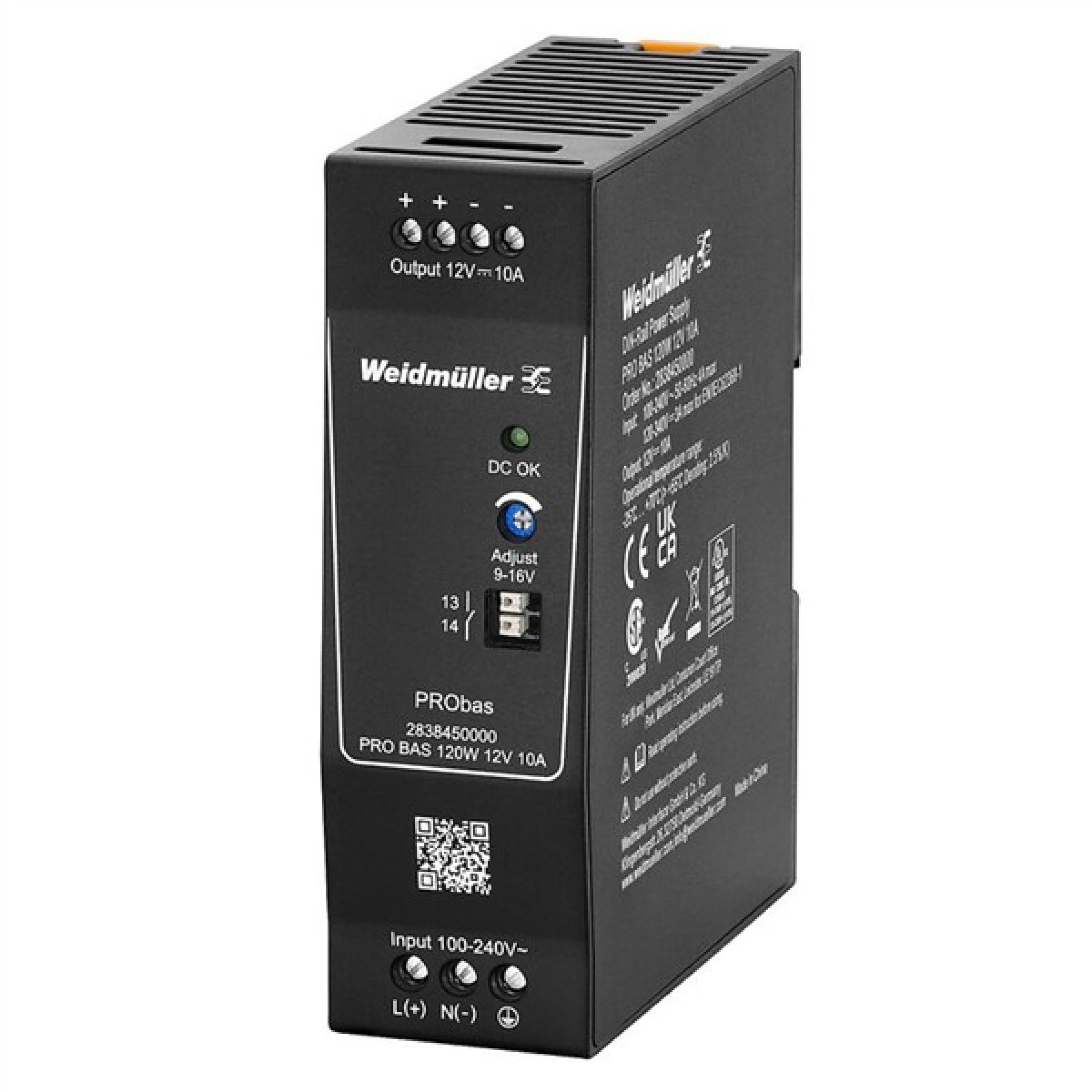 Weidmuller 2838450000 Power Supply PRO BAS 120W 12VDC 10A
