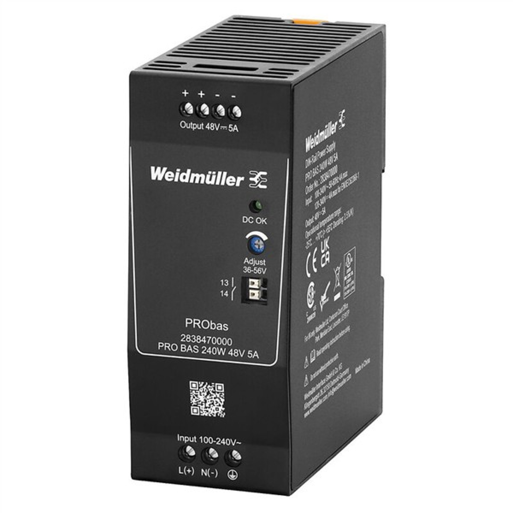Weidmuller 2838470000 Power Supply PRO BAS 240W 48VDC 5A