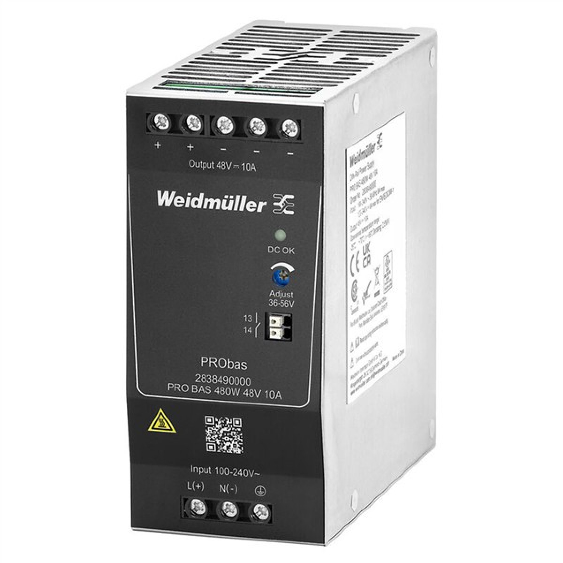 Weidmuller 2838490000 Power Supply PRO BAS 480W 48VDC 10A