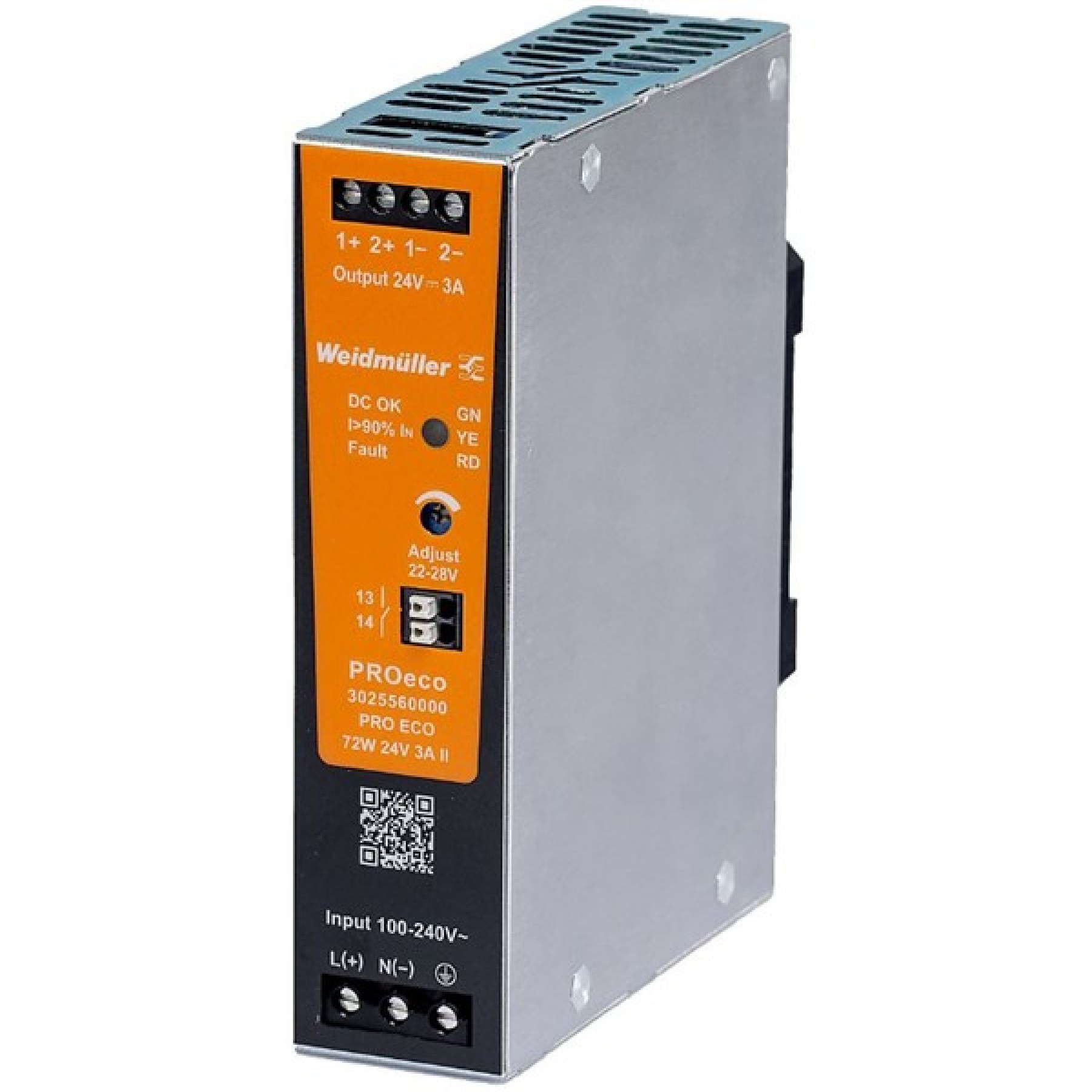 Weidmuller 3025560000 Power Supply PRO ECO 72W 24VDC 3A