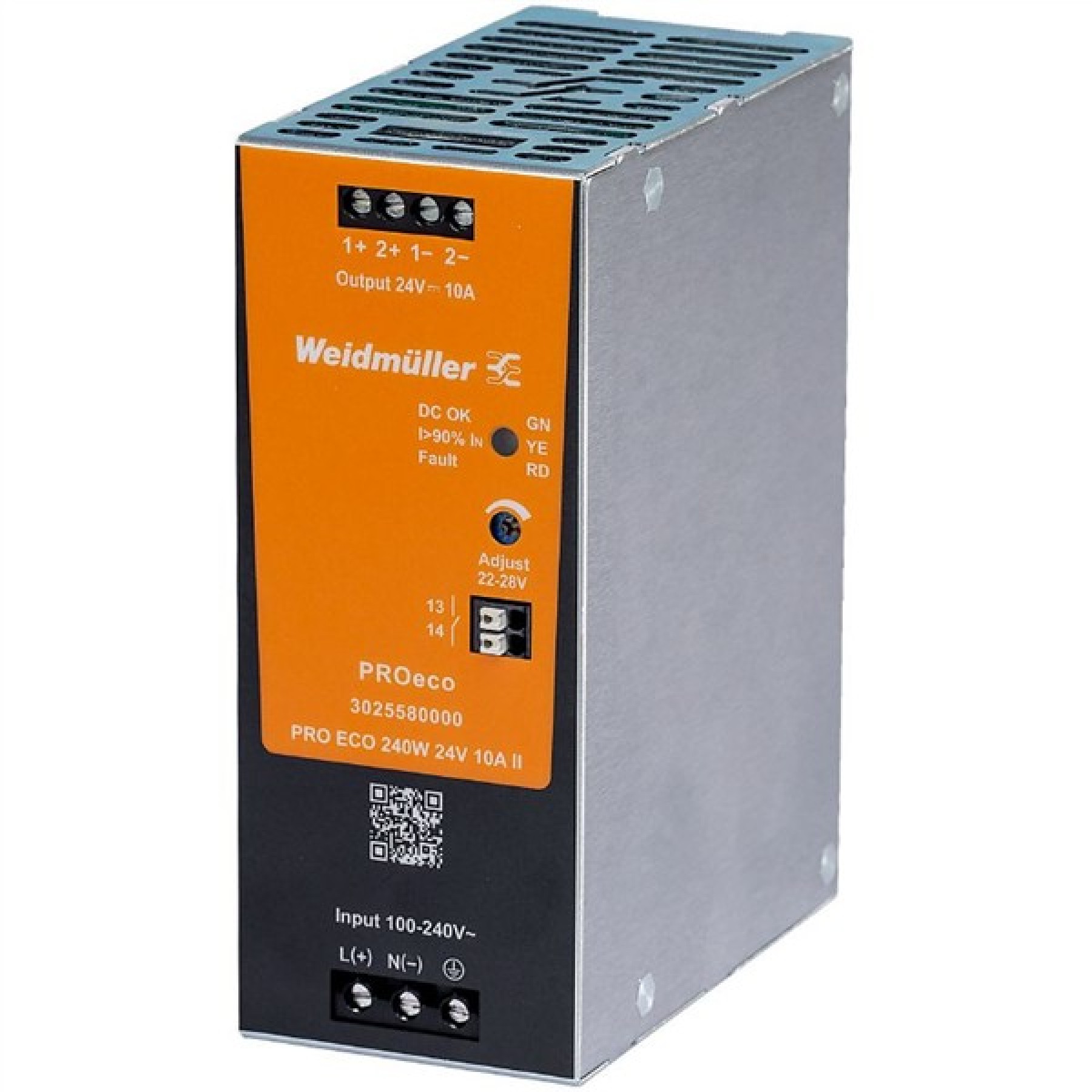 Weidmuller 3025580000 Power Supply PRO ECO 240W 24VDC 10A