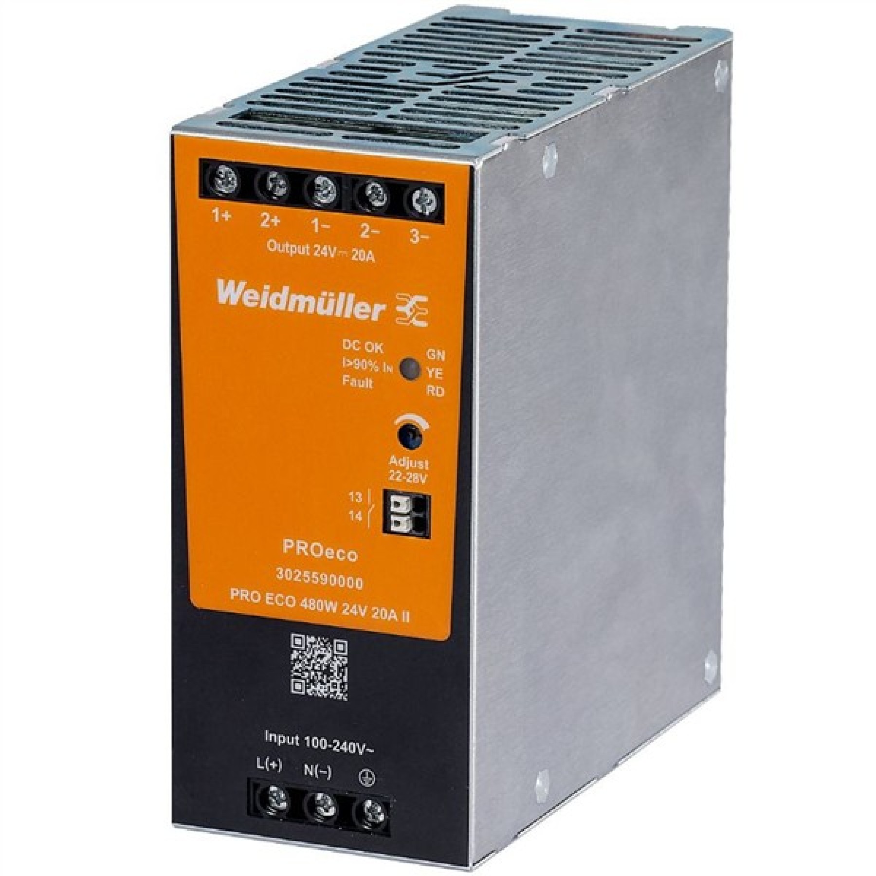 Weidmuller 3025590000 Power Supply PRO ECO 480W 24VDC 20A