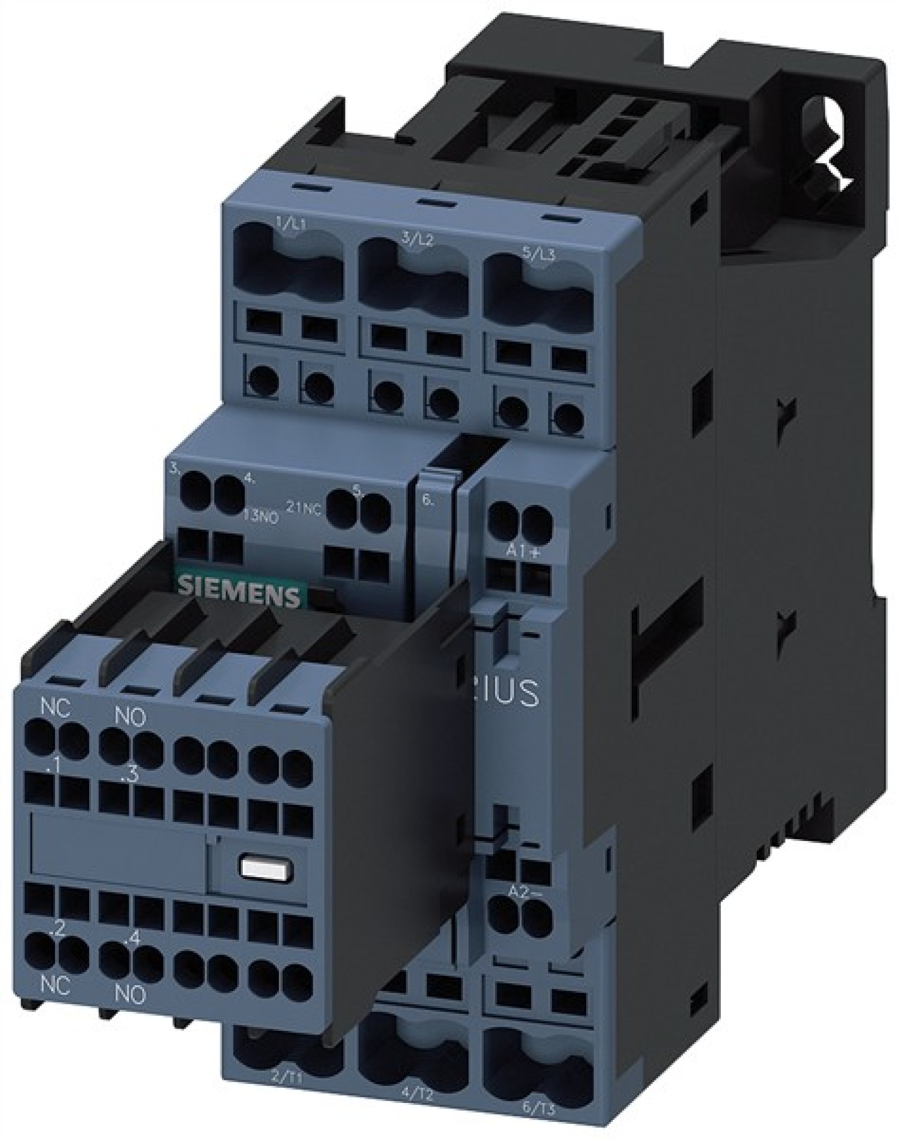 Contactor AC-3e 25 A/11 kW/400 V 3-pole 24 V DC 2 NO+2 NC spring-type t...