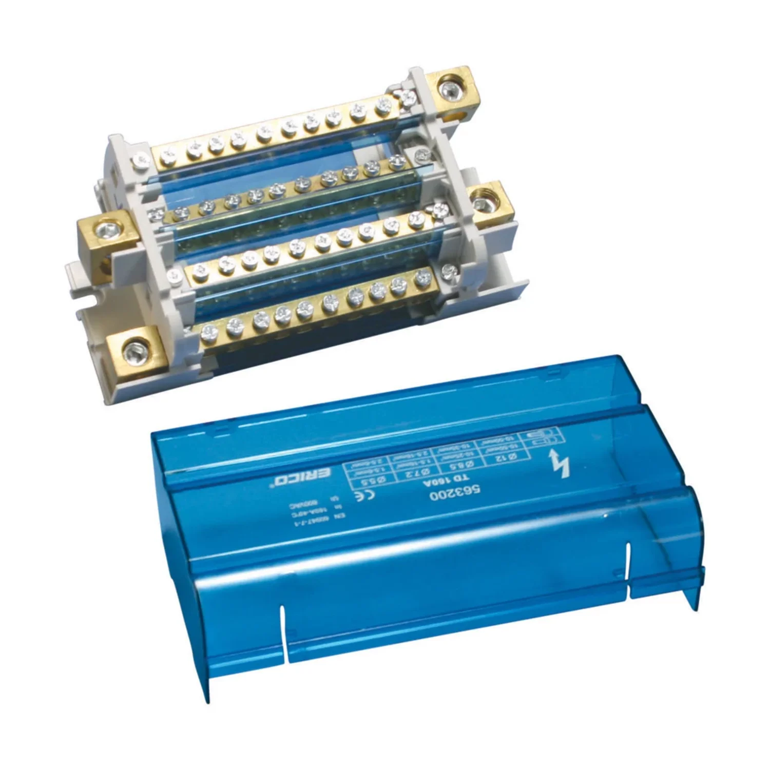 Erico 563160 Four Pole Distribution Block with Threaded Bars 160 A