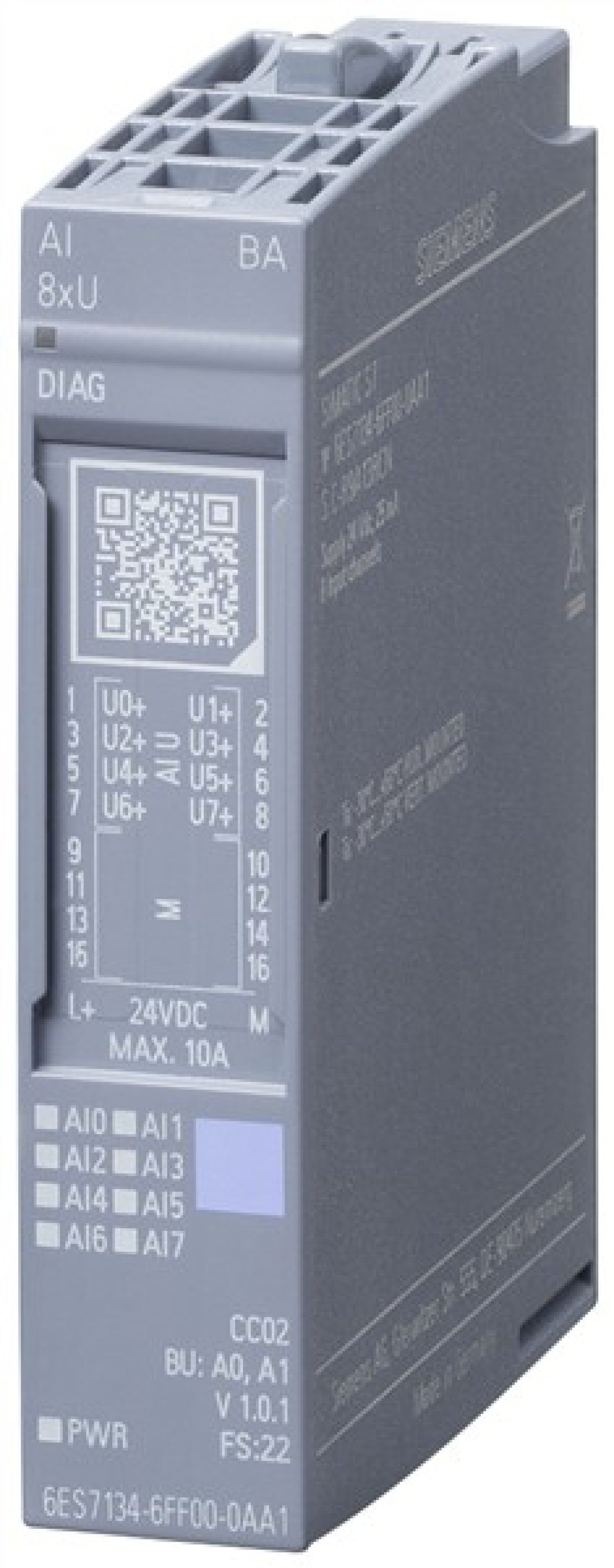 Siemens Remote I/O 6ES71346FF000AA1 SIMATIC ET 200SP AI 8xU BA PU 1
