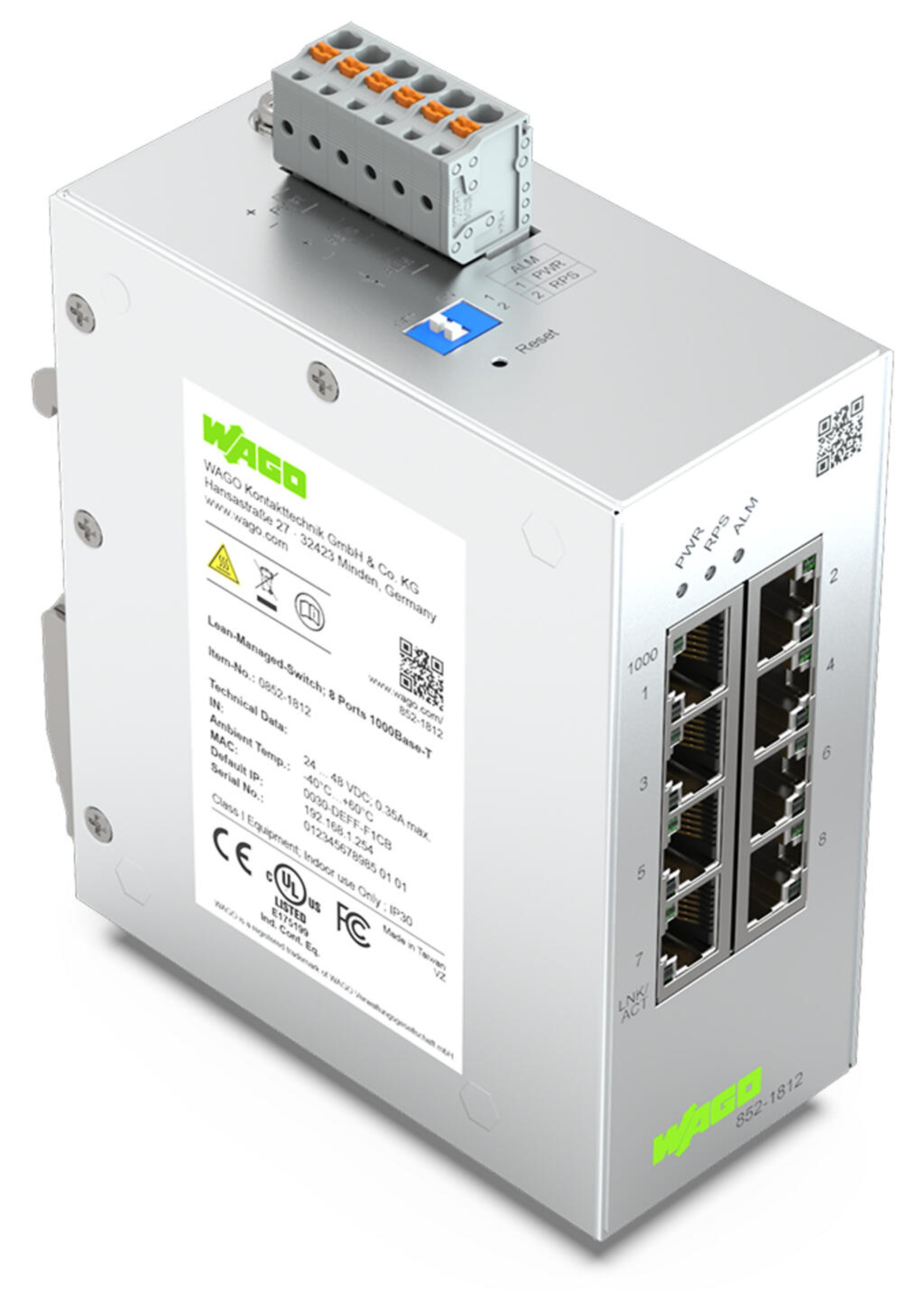 Wago 852-112 8 Port Eco Ethernet Switch Unmanaged