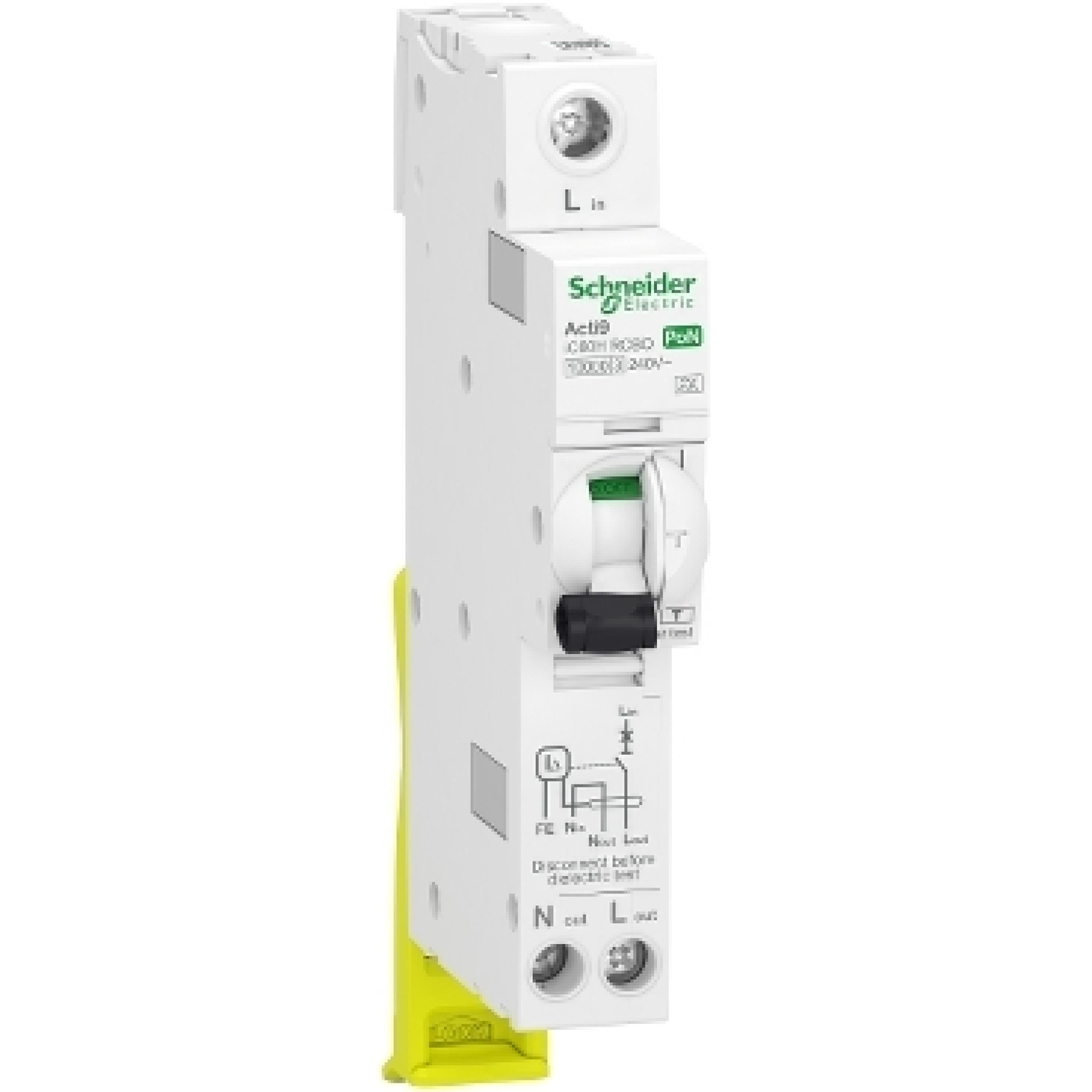 Schneider A9D05825 Acti9 iC60H RCBO plug on neutral - 1P+Ns - 25A - C - 10000A - 30mA - type A