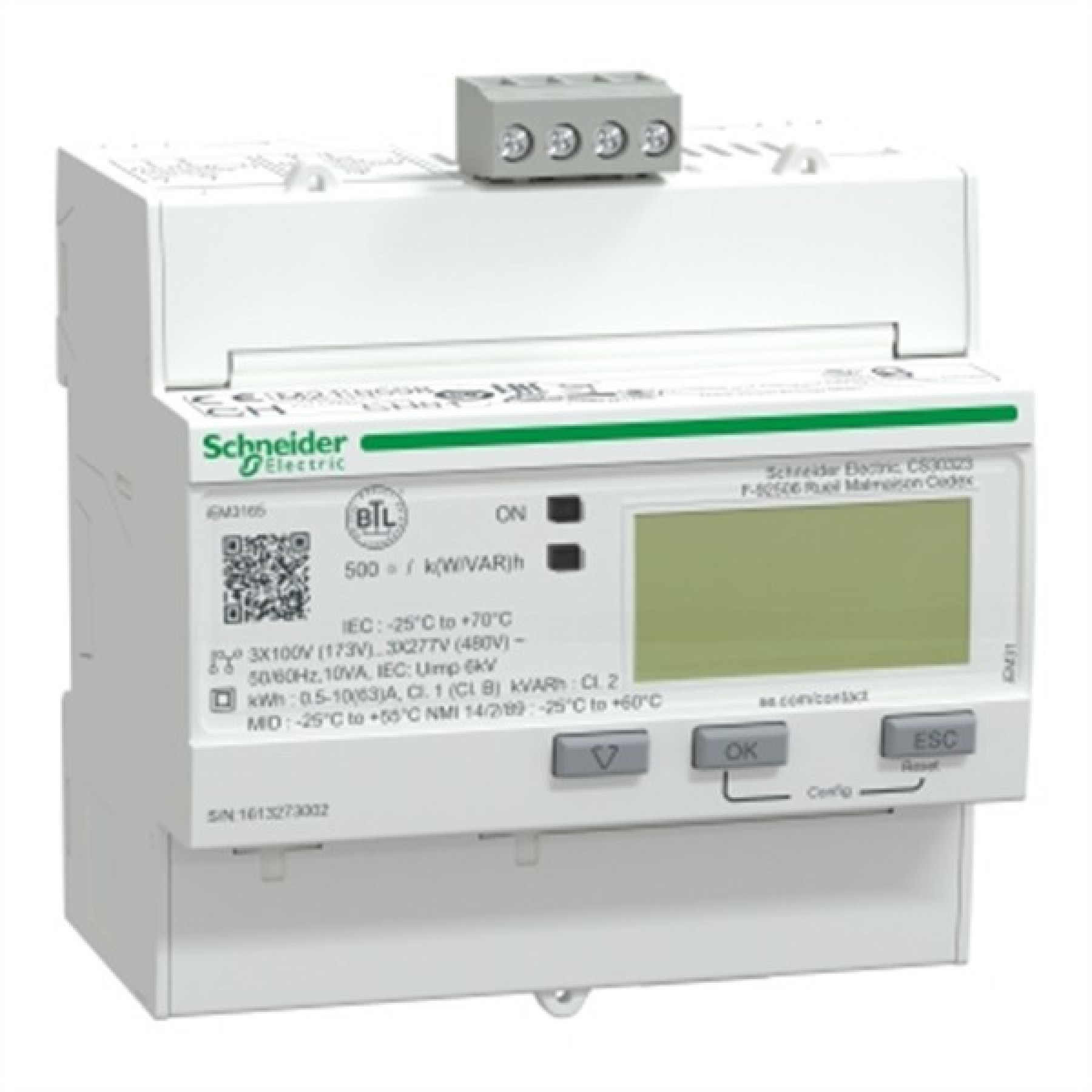 Schneider A9MEM3165 3 Phase iEM3165 energy meter - 63 A - BACnet - 1 digital I - 1 digital O - multi-tariff - MID