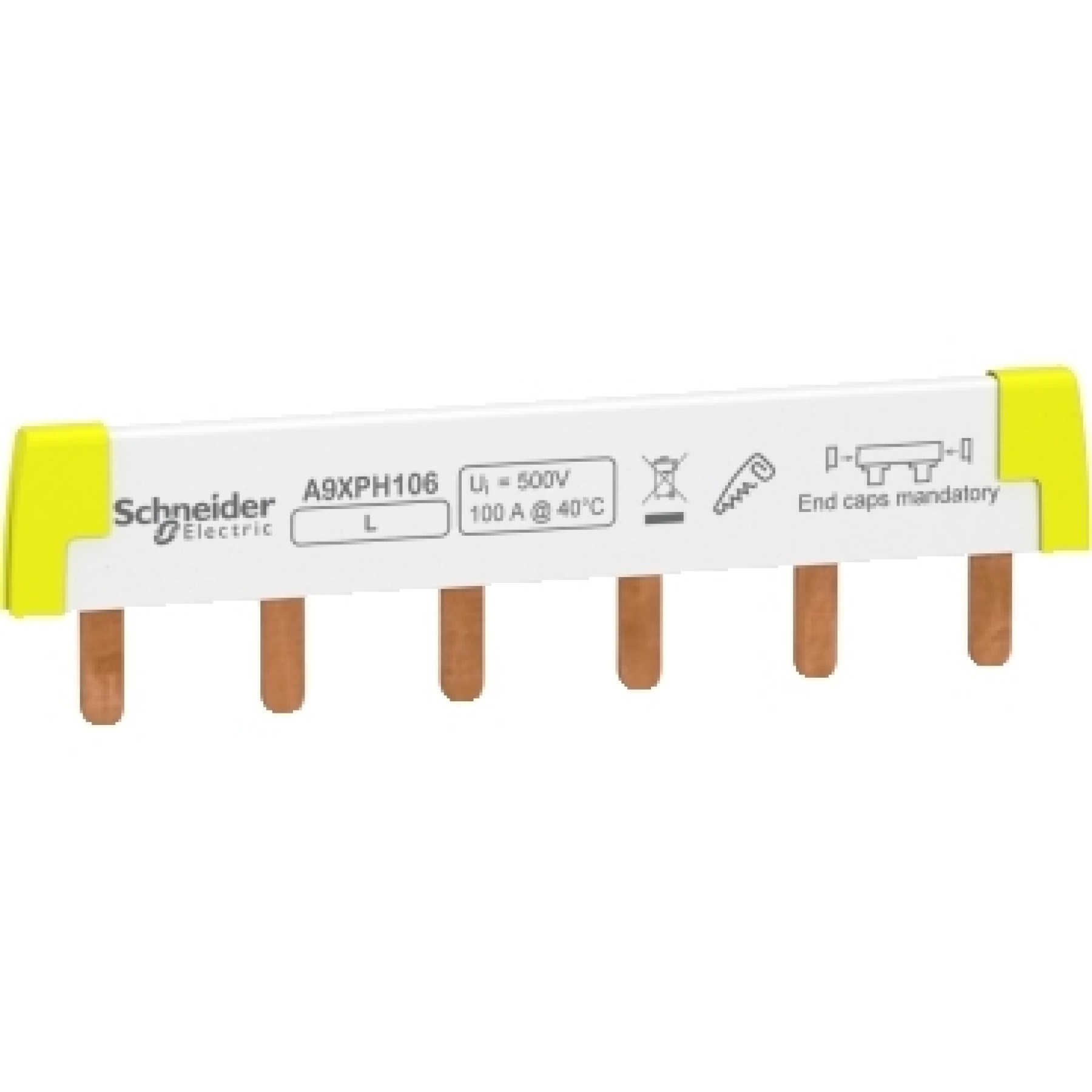 Schneider A9XPH106 Acti9 - comb busbar - 1L - 18 mm pitch - 6 modules - 100A