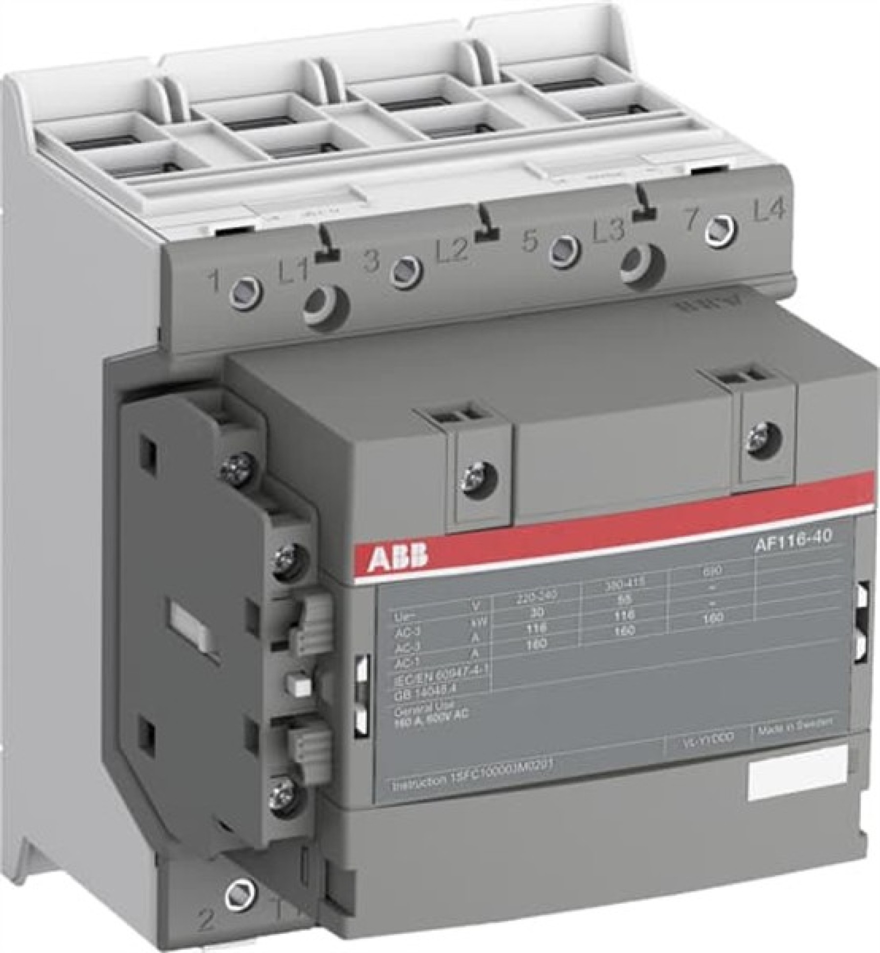 ABB AF116-40-11-13 Contactor 116A 4 POLE 100-250V Contactor