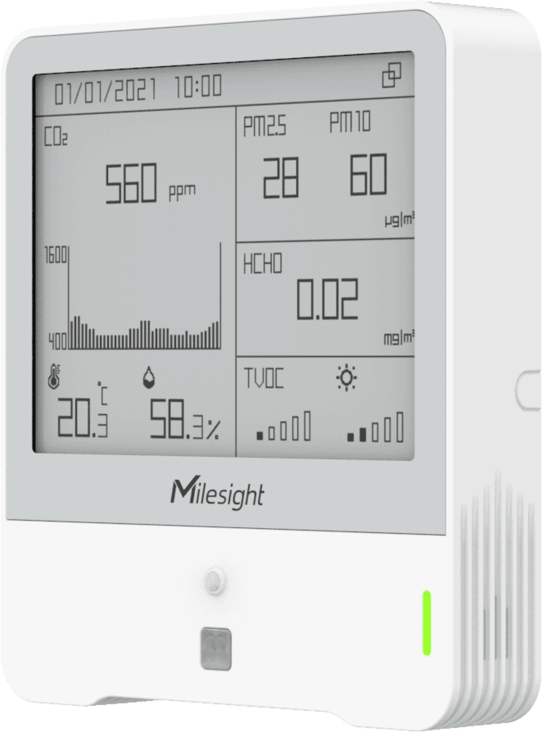 Milesight AM319 Indoor Ambience Monitoring Sensor with 8 Sensors and E-ink Display with Formaldehyde EU868