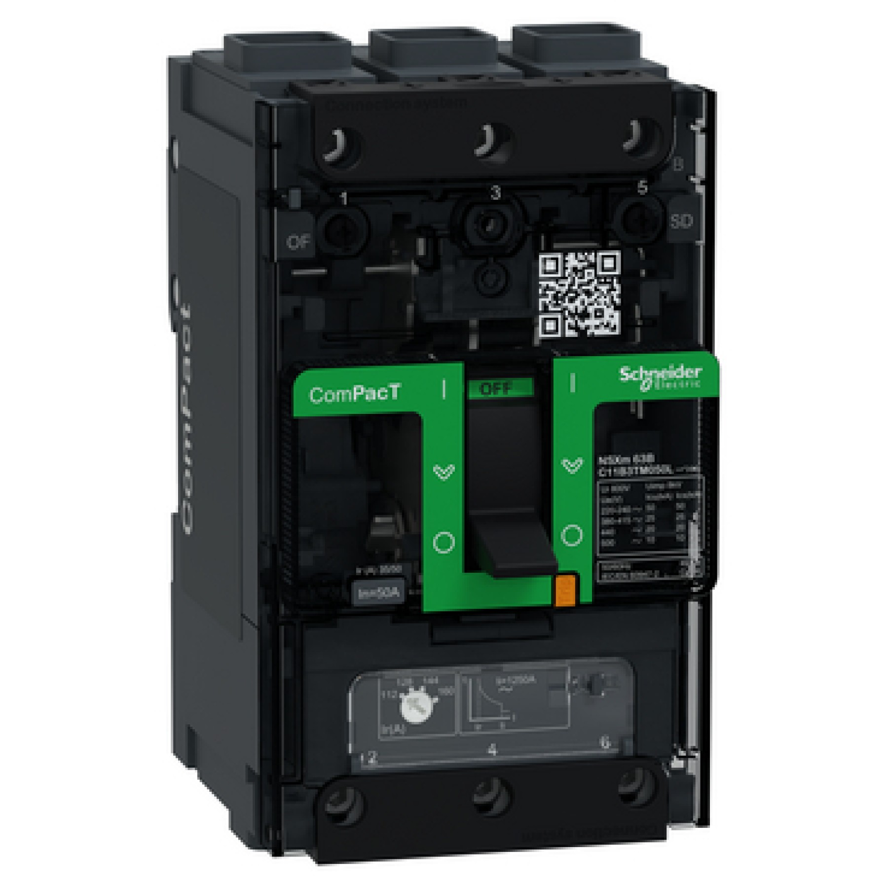 Schneider C11B3TM050L ComPacT NSXm B Molded Case Circuit Breaker 3P 3d 25kA at 415V AC TMD Trip Unit 50A