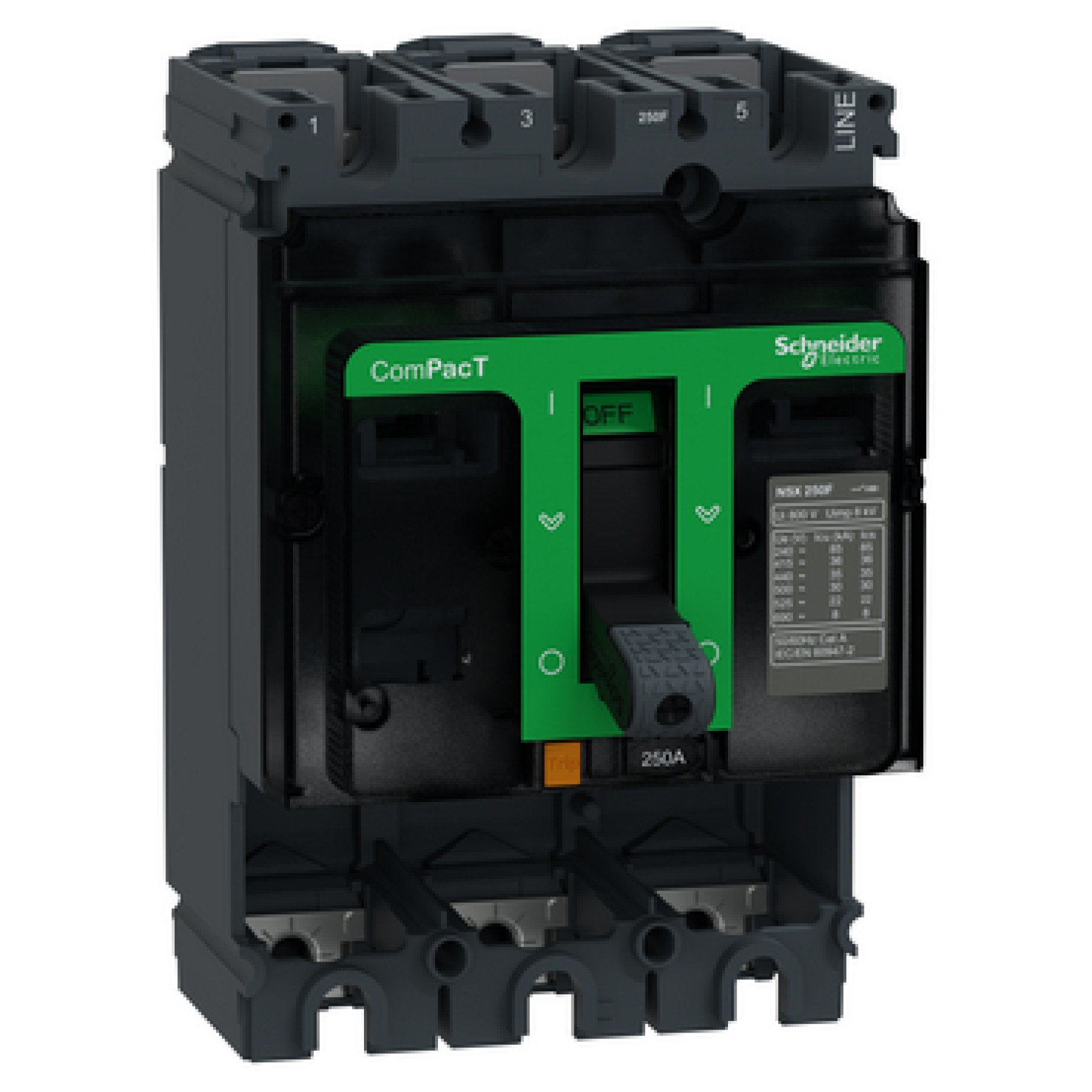Schneider C25F3 ComPacT NSX250F Circuit Breaker Basic Frame 3P 250A 36kA Without Trip Unit