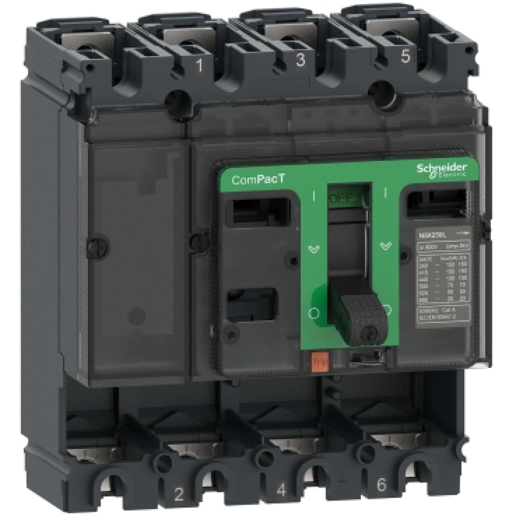 Schneider C25F4 ComPacT NSX250F Circuit Breaker Basic Frame 4P 250A 36kA Without Trip Unit
