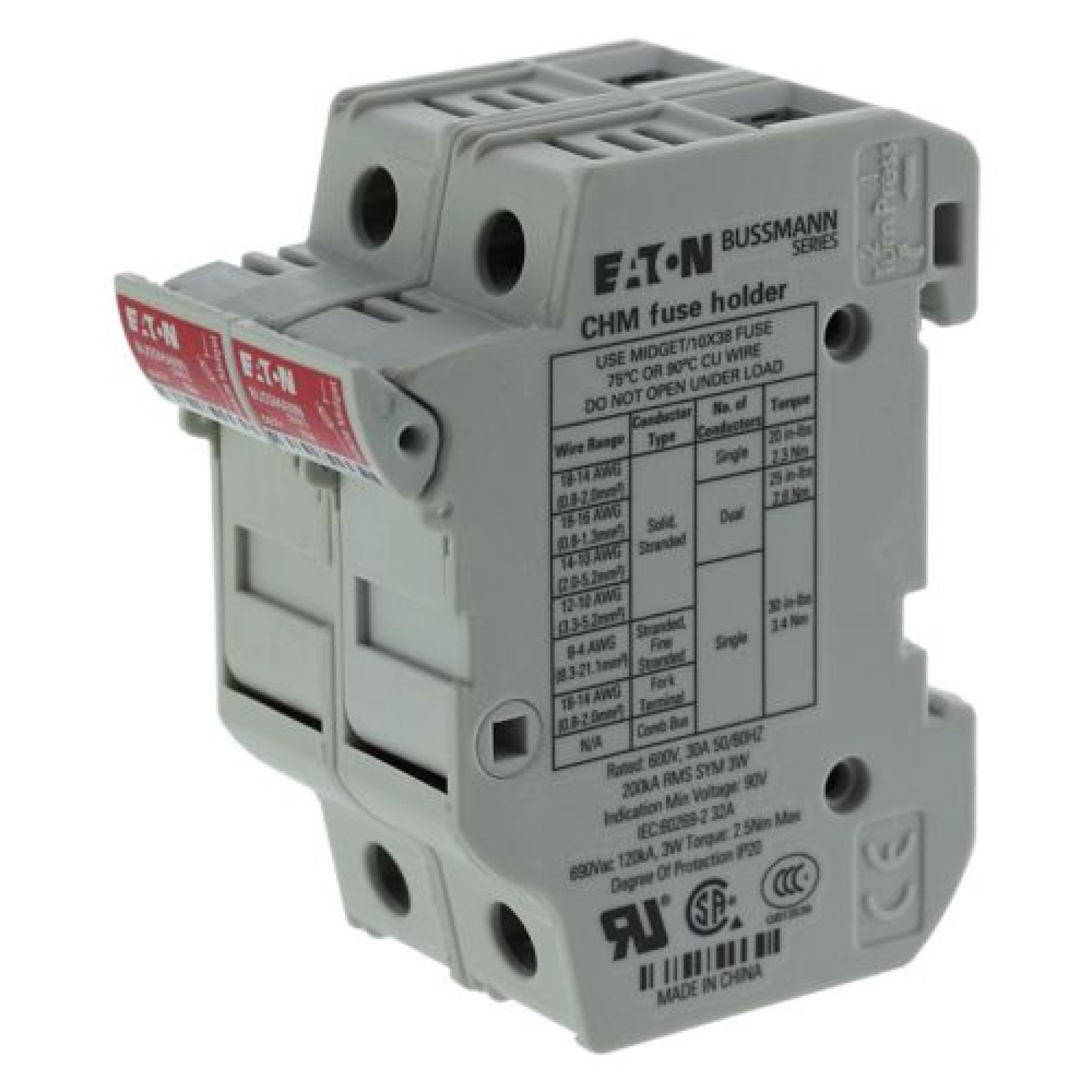 Bussman CHM2DU 10 X 38 32A 2 Pole Fuse Holder
