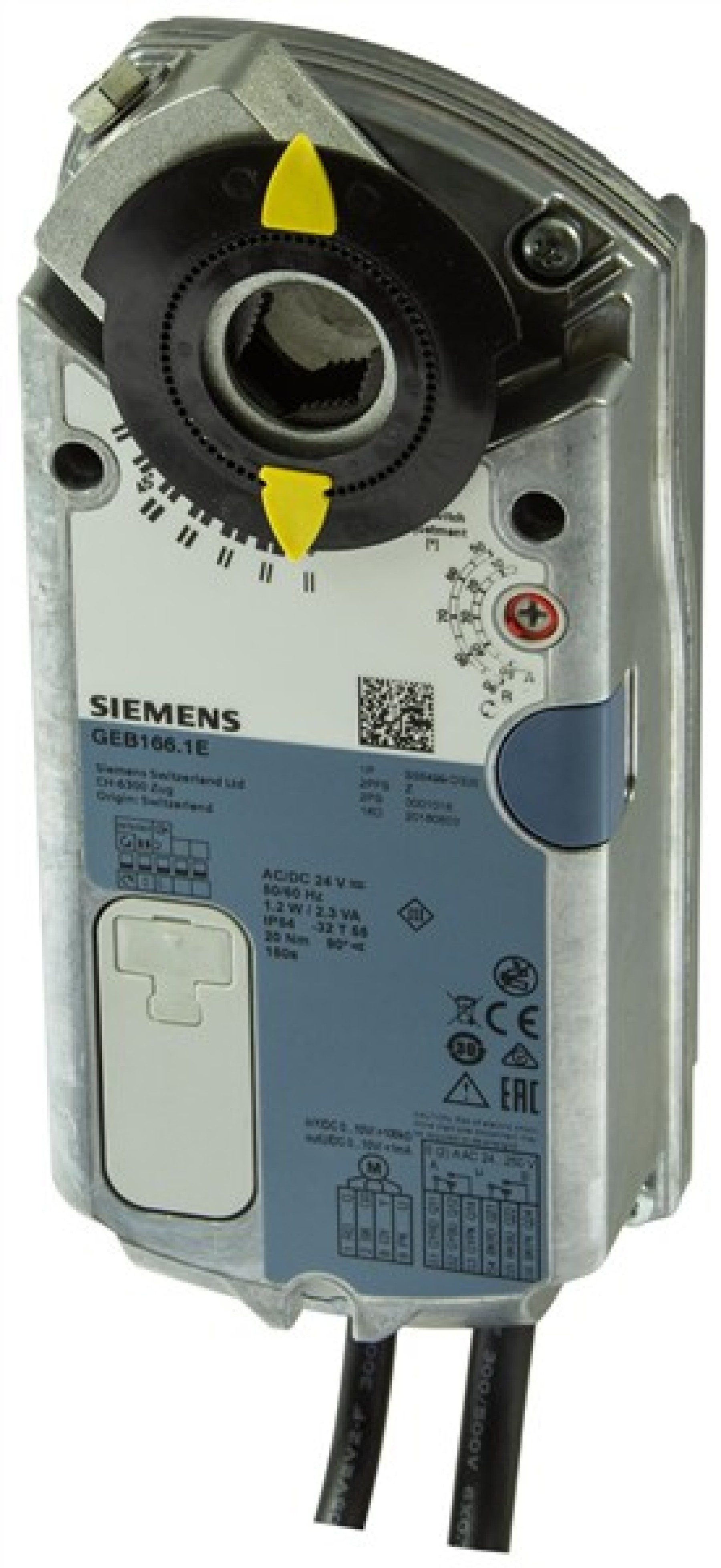 Siemens GEB166.1E 20Nm Rotary Damper Actuator with 2 Auxiliary Switches and 0-10V Feedback 150S 24 VACDC