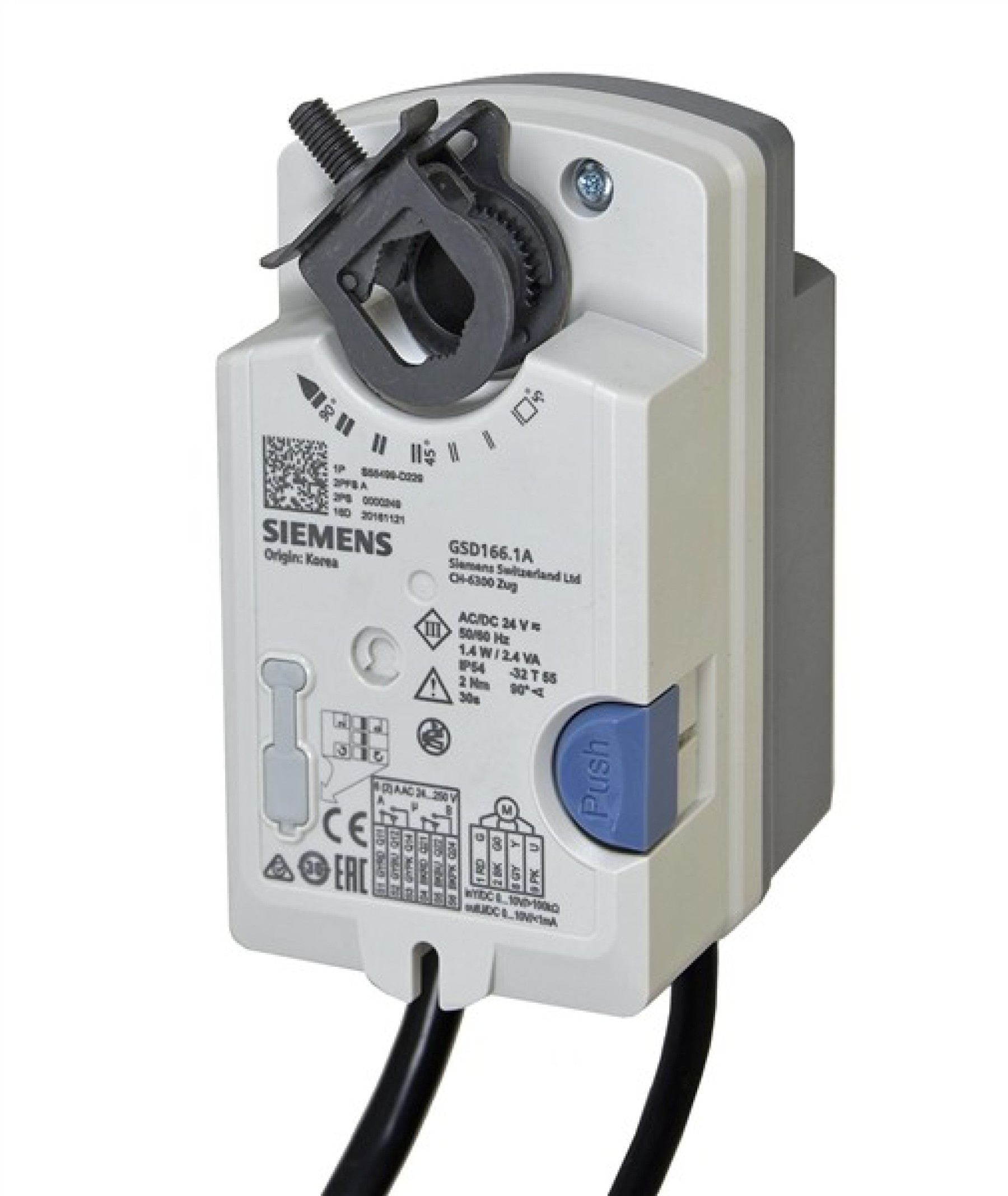 Siemens GSD141.1A 2 Nm Rotary Damper Actuator 2 3 Position Control 30 s Opening 24 VACDC