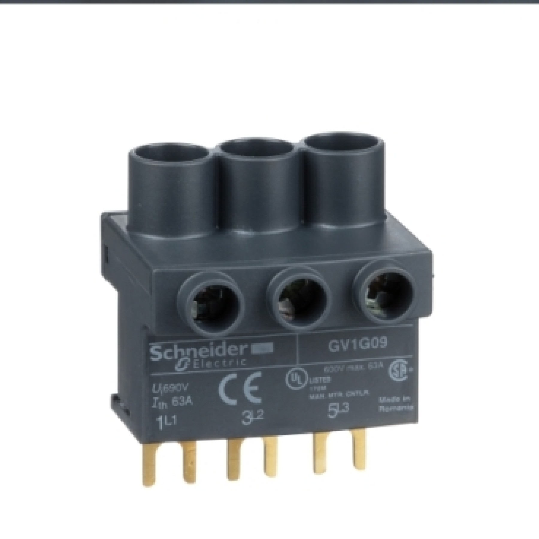 Schneider GV1G09 TeSys GV2 TeSys D & TeSys U - terminal block - 3P - from the top