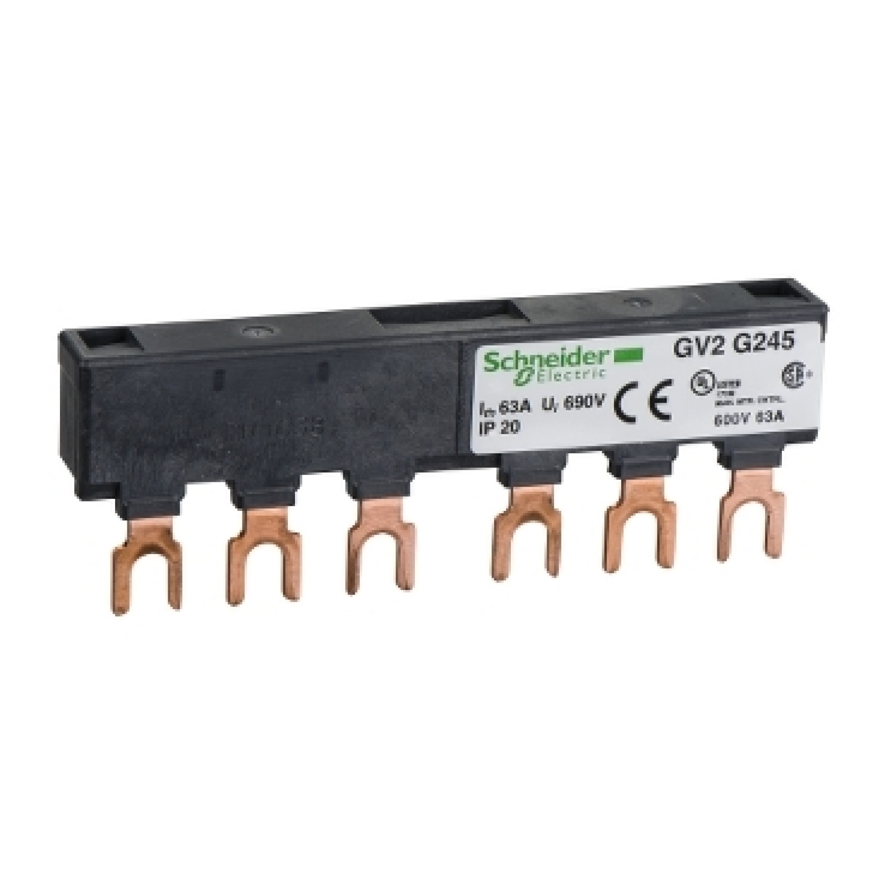 Schneider GV2G245 Linergy FT Comb busbar - 63 A - 2 tap-offs - 45 mm pitch