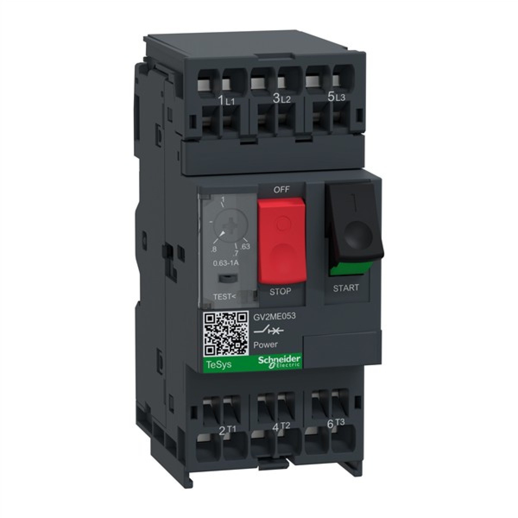 Motor circuit breaker TeSys GV2 3P 0.63-1 A thermal magnetic spring terminals