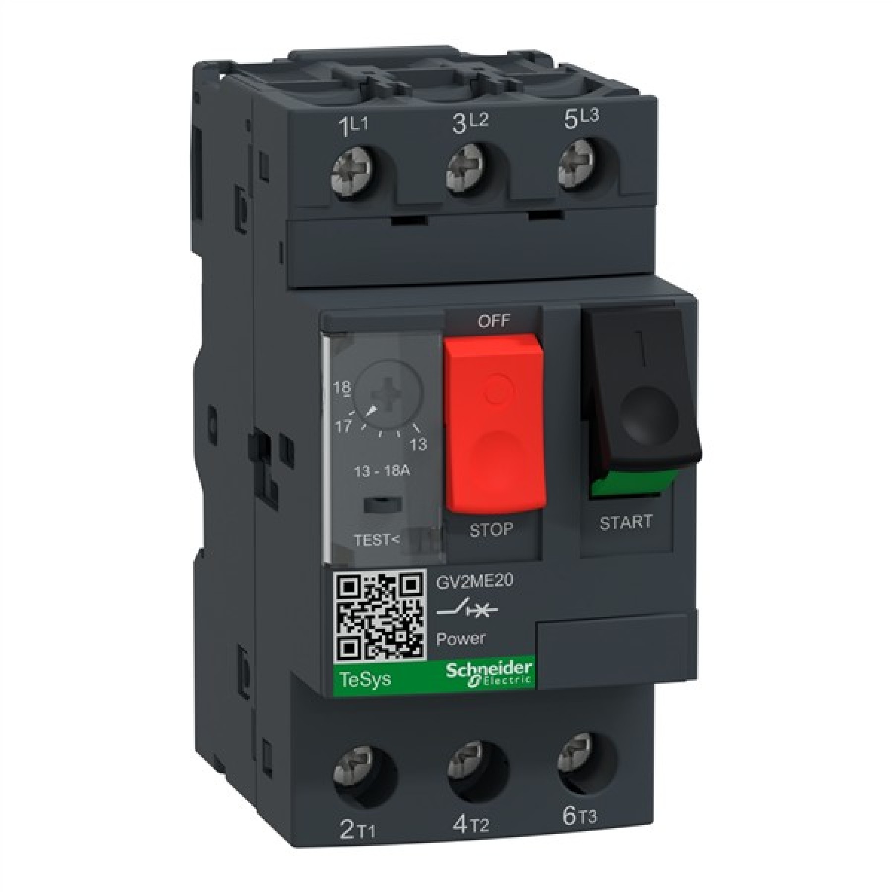 Schneider GV2ME20 Manual Motor Starter / Motor Circuit Breaker TeSys GV2 3P 13-18 A thermal magnetic screw clamp terminals
