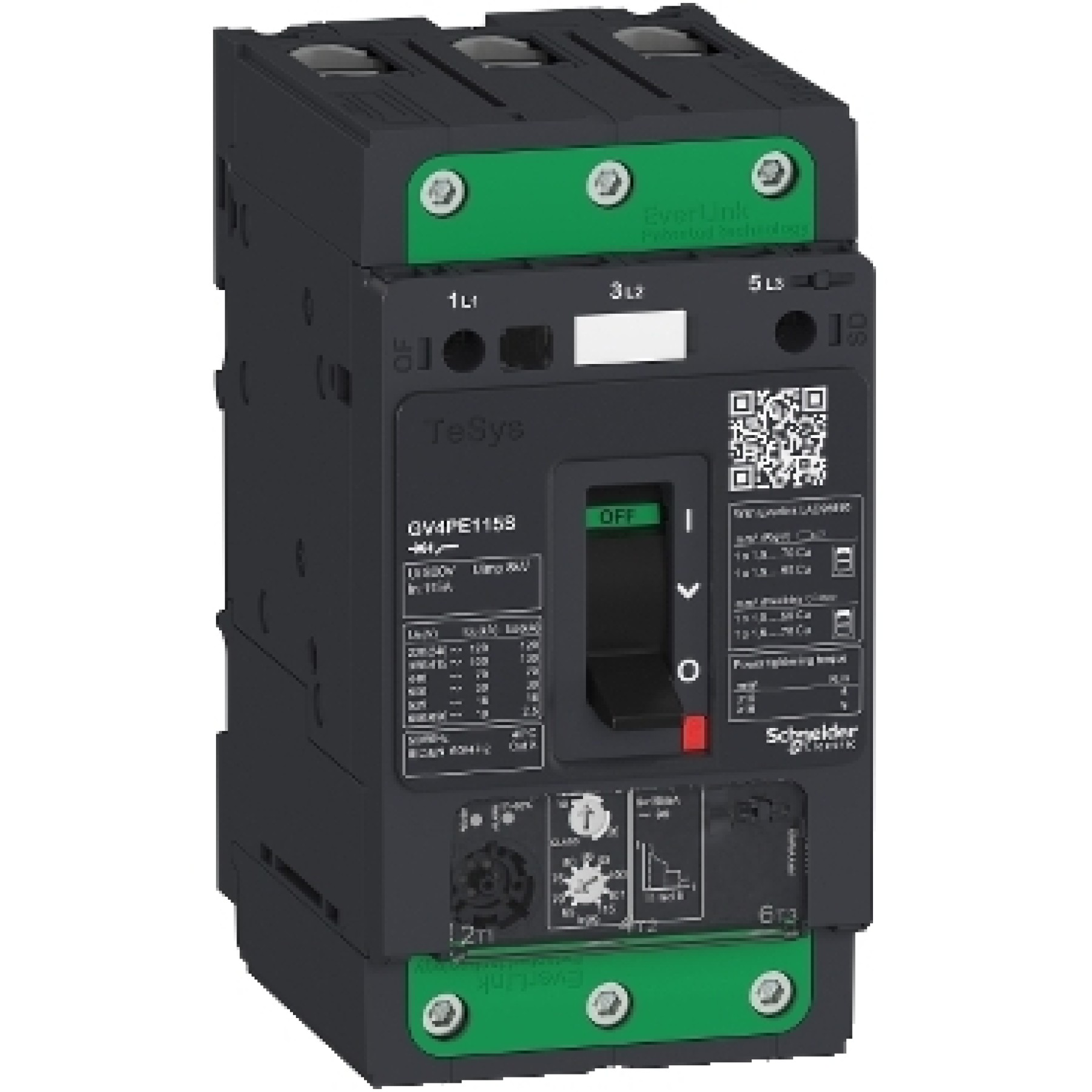 Schneider GV4PE115B TeSys GV4 - thermal magnetic MOTOR circuit breaker / Manual motor starter - 115A 115AMP 3P - with Everlink