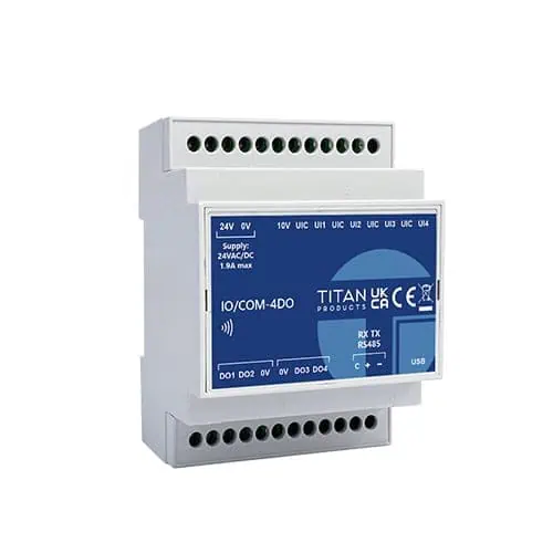 Titan 4 flexible universal inputs Simple setup via NFC app or PC configuration tool BACnet MS/TP and Modbus Communications