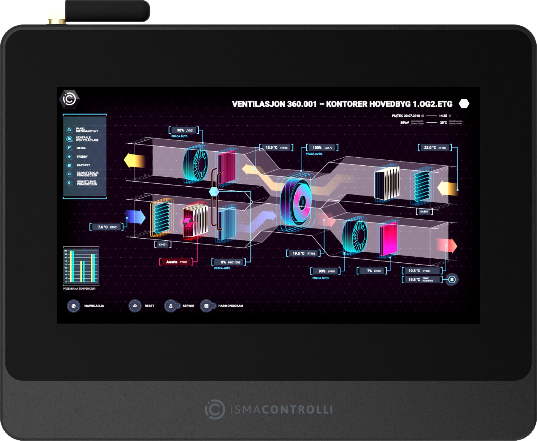 iSMA-D-PA7C-B1 is a 7 Industrial PC Panel with the Android 6.0 operating system. It has been designed to simplify the use of the Master Application Controller: iSMA-B-MAC36NL.