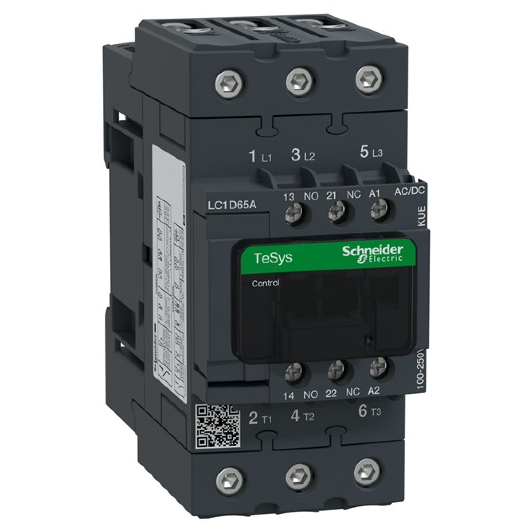 Schneider LC1D65AKUE Contactor 65A 30KW 3P 3NO 100-250VACDC