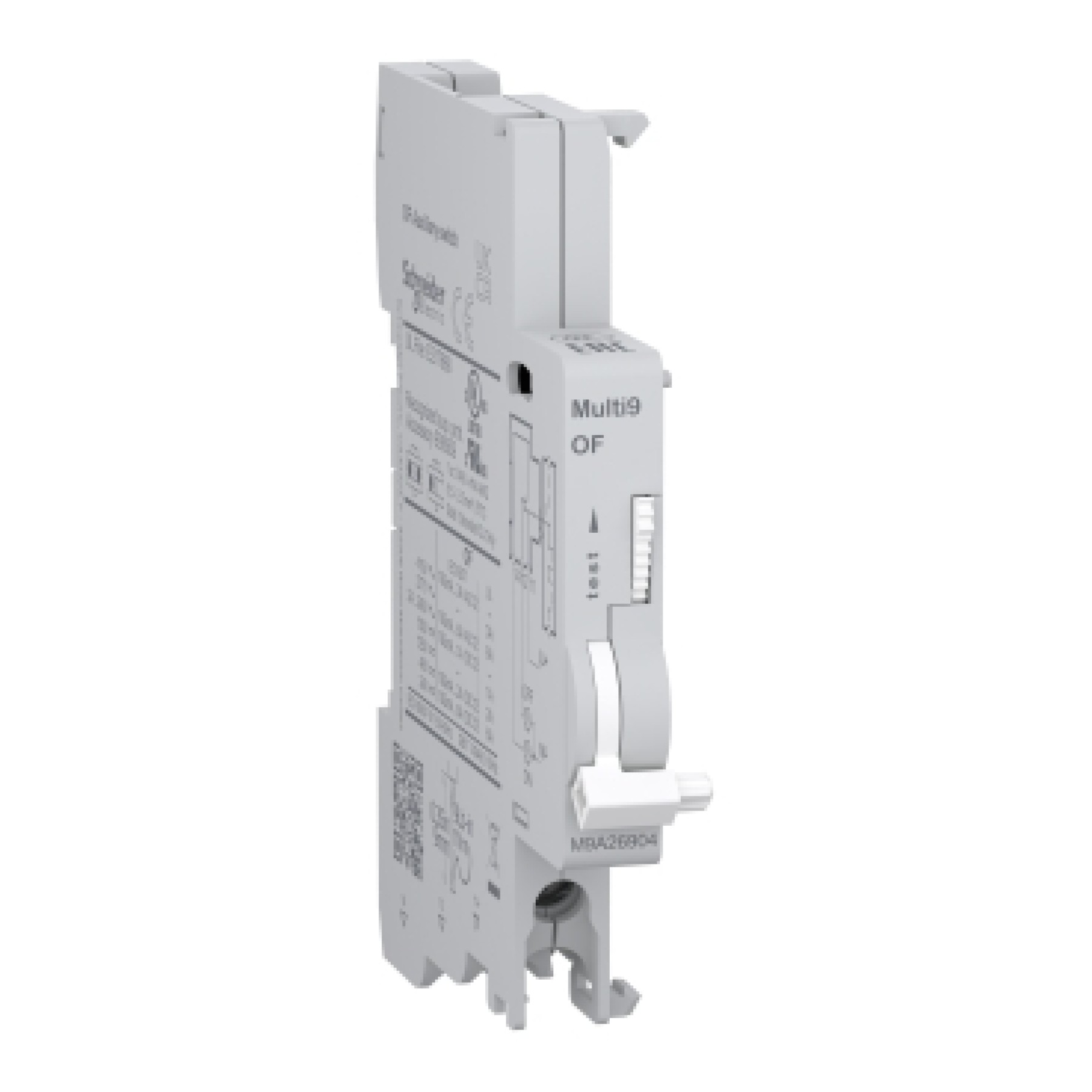 Schneider M9A 9AMP26904 Auxiliary contact Multi9 M9f OF 1 C/O 100mA to 6A 24VAC to 415VAC 24VDC to 130VDC bottom connection