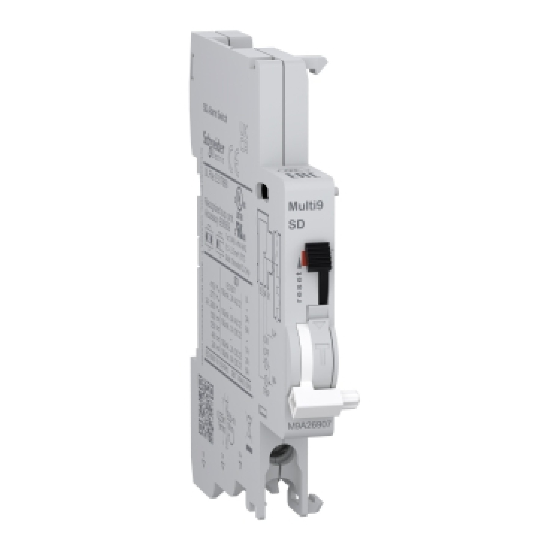 Schneider Auxiliary contact, Multi9 M9A, SD, 1 C/O, 100mA to 6A, 24VAC to 415VAC, 24VDC to 130VDC, bottom connection