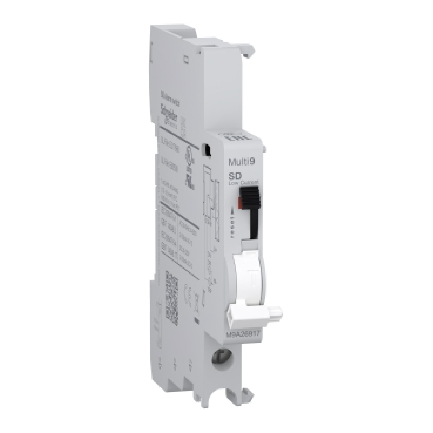 Schneider Auxiliary contact, Multi9 M9A, SD, 1 C/O, 2mA to 100mA, 24VAC to 250VAC, 24VDC to 220VDC, bottom connection