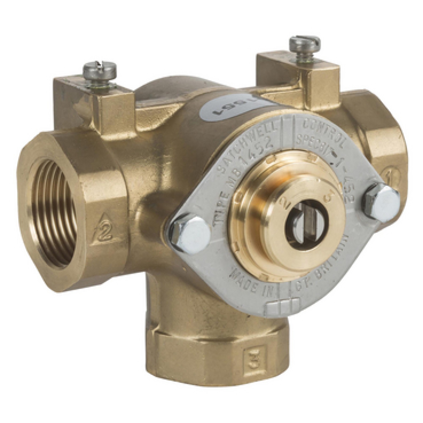 Schneider MB1402 15mm 3 Port Threaded Brass Rotary Shoe Valve PN10 with Kvs 2