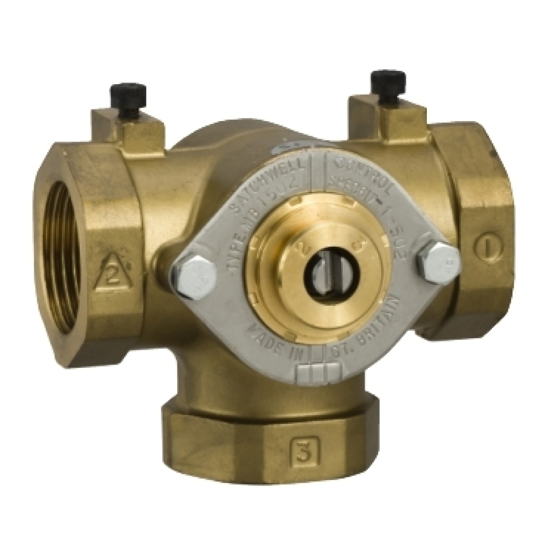 Schneider MB1502 25mm 3 Port Threaded Brass Rotary Shoe Valve PN10 with Kvs 8.3